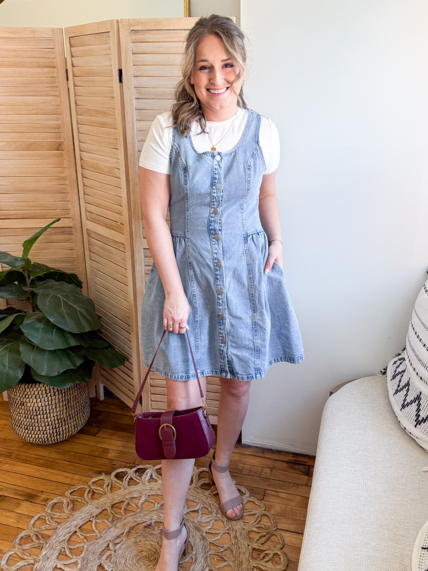 Eden Fit & Flare Denim Mini Dress - The Collective Rose