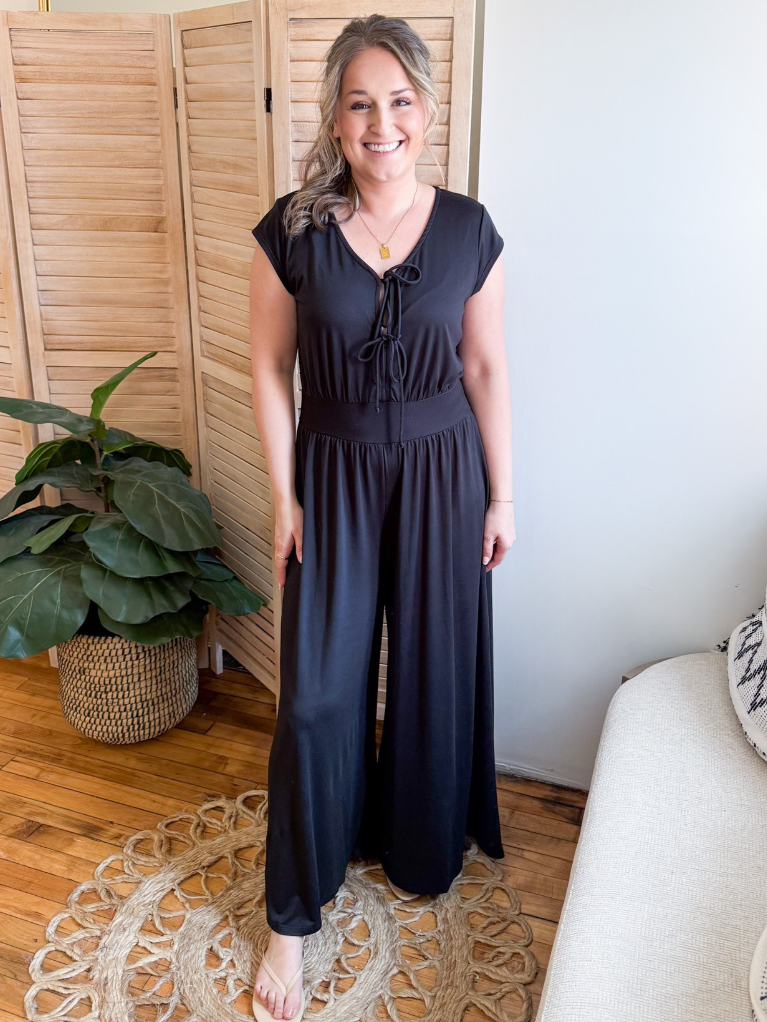 Solene Front Tie Jumpsuit - The Collective Rose