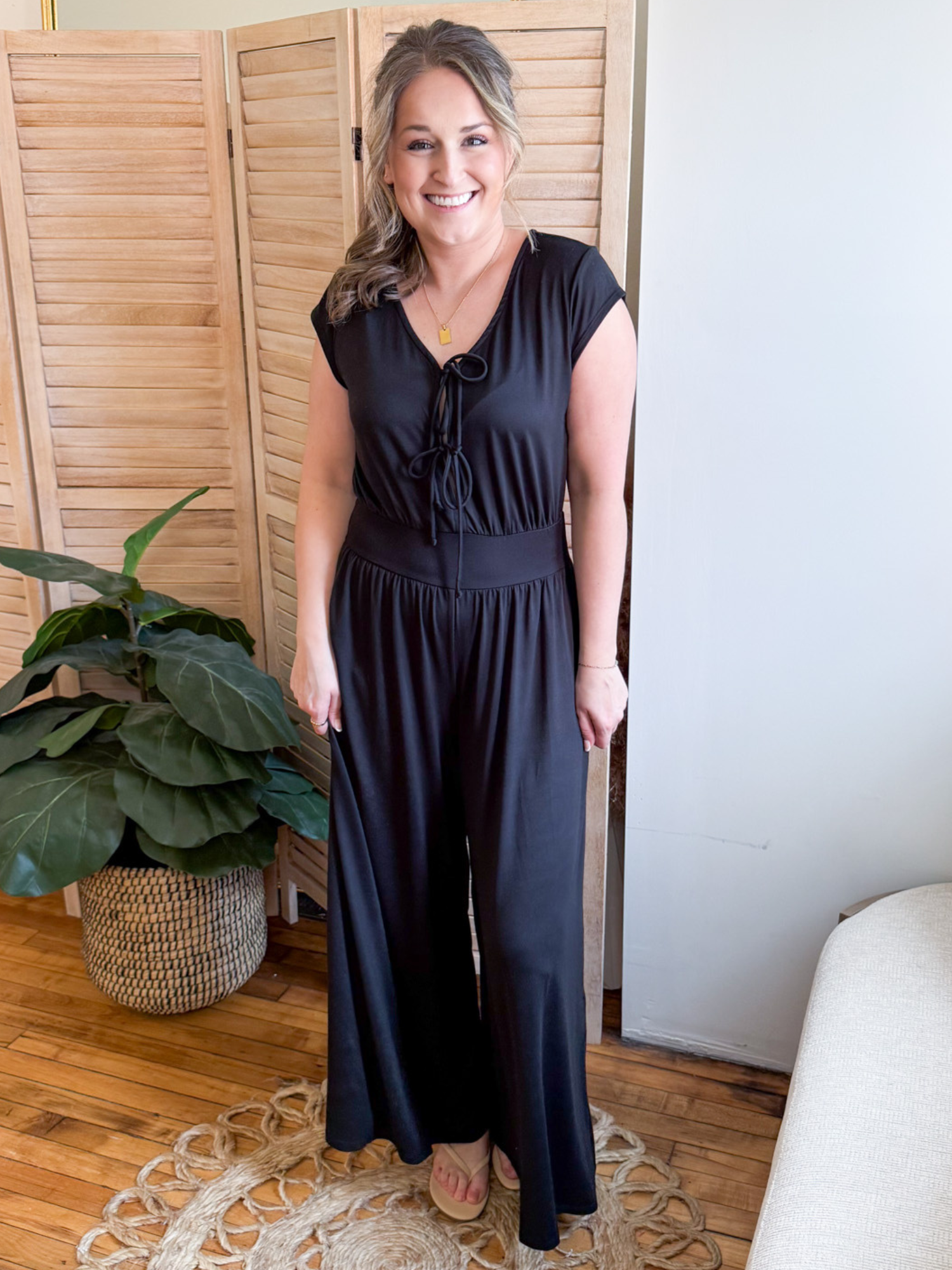 Solene Front Tie Jumpsuit - The Collective Rose