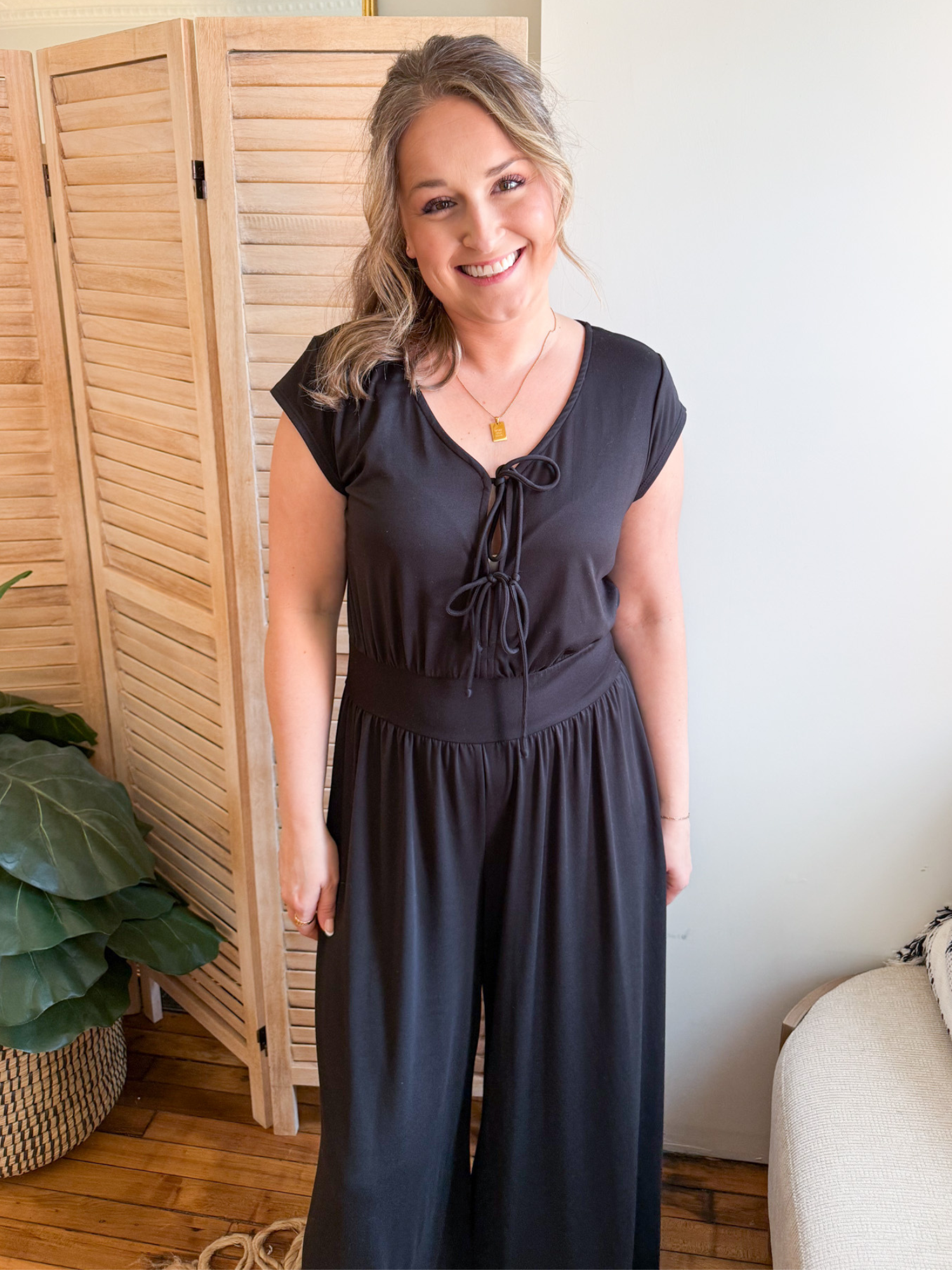 Solene Front Tie Jumpsuit - The Collective Rose