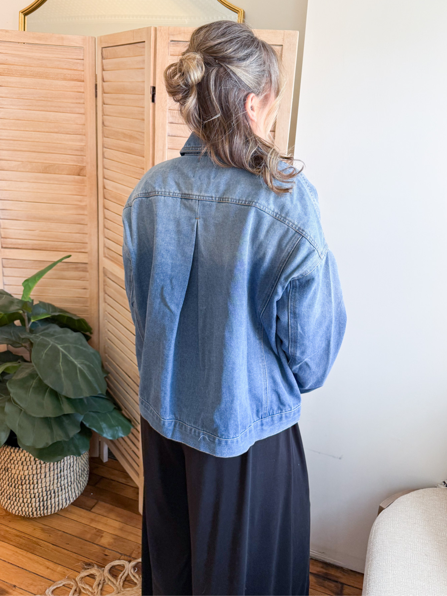 Oversized Swing Denim Jacket - The Collective Rose