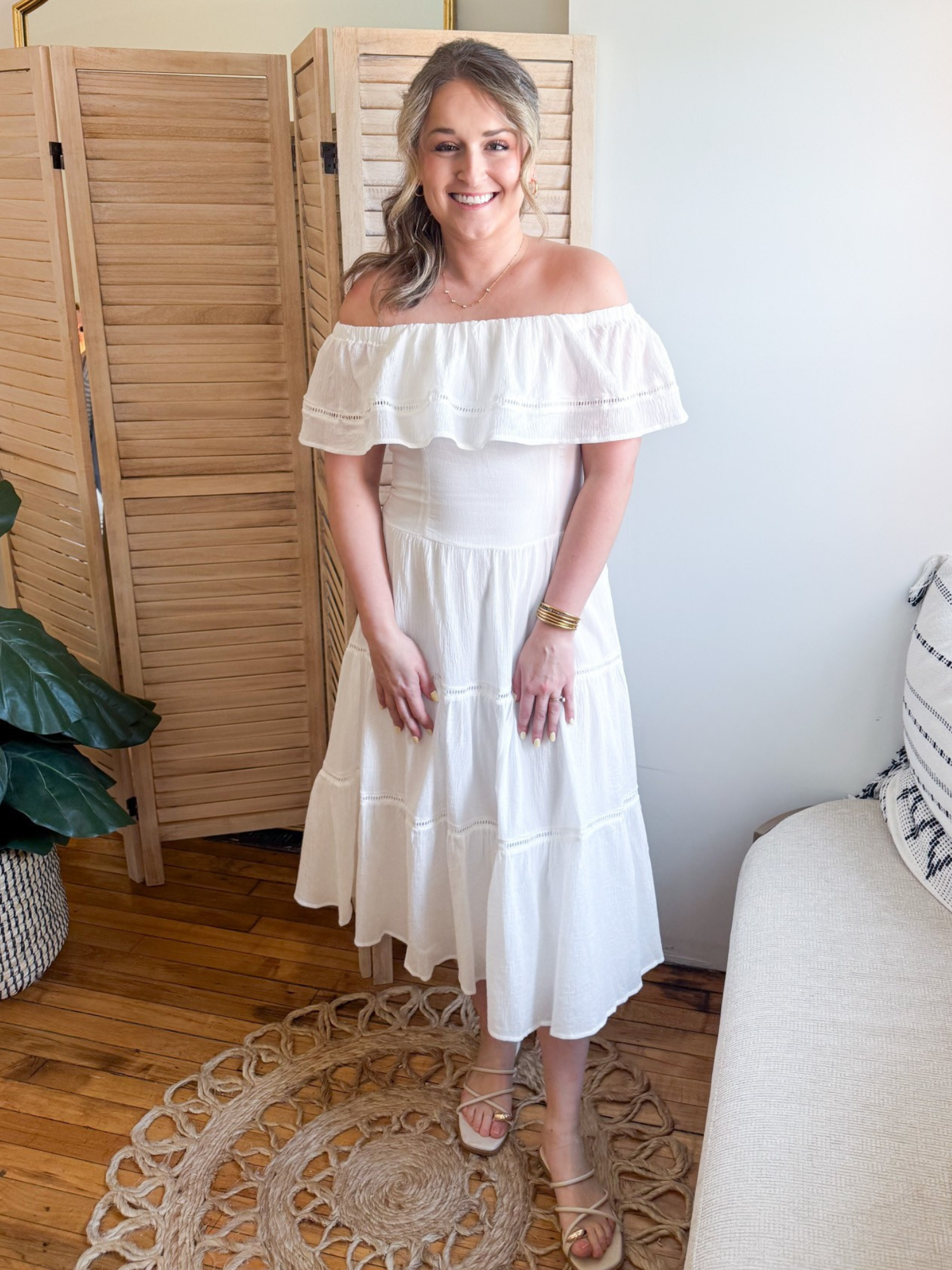 Kira Off The Shoulder Tiered Midi Dress - The Collective Rose