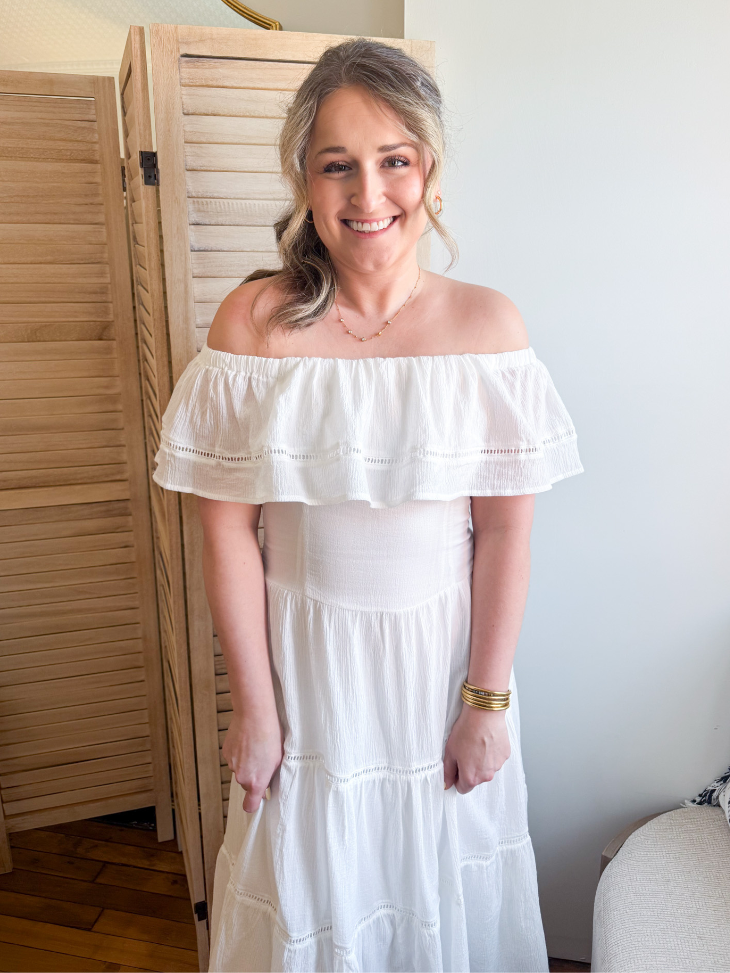 Kira Off The Shoulder Tiered Midi Dress - The Collective Rose