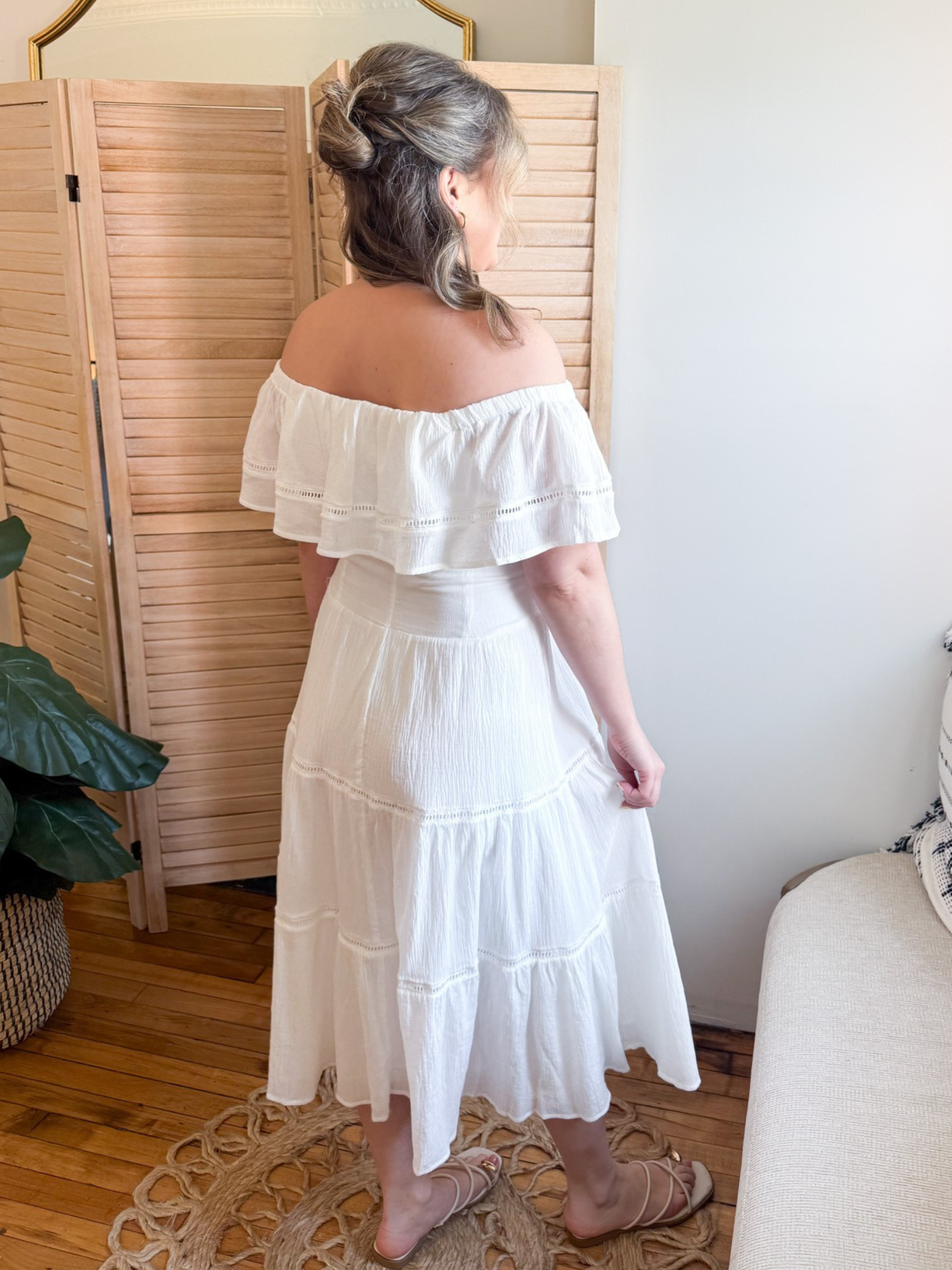 Kira Off The Shoulder Tiered Midi Dress - The Collective Rose