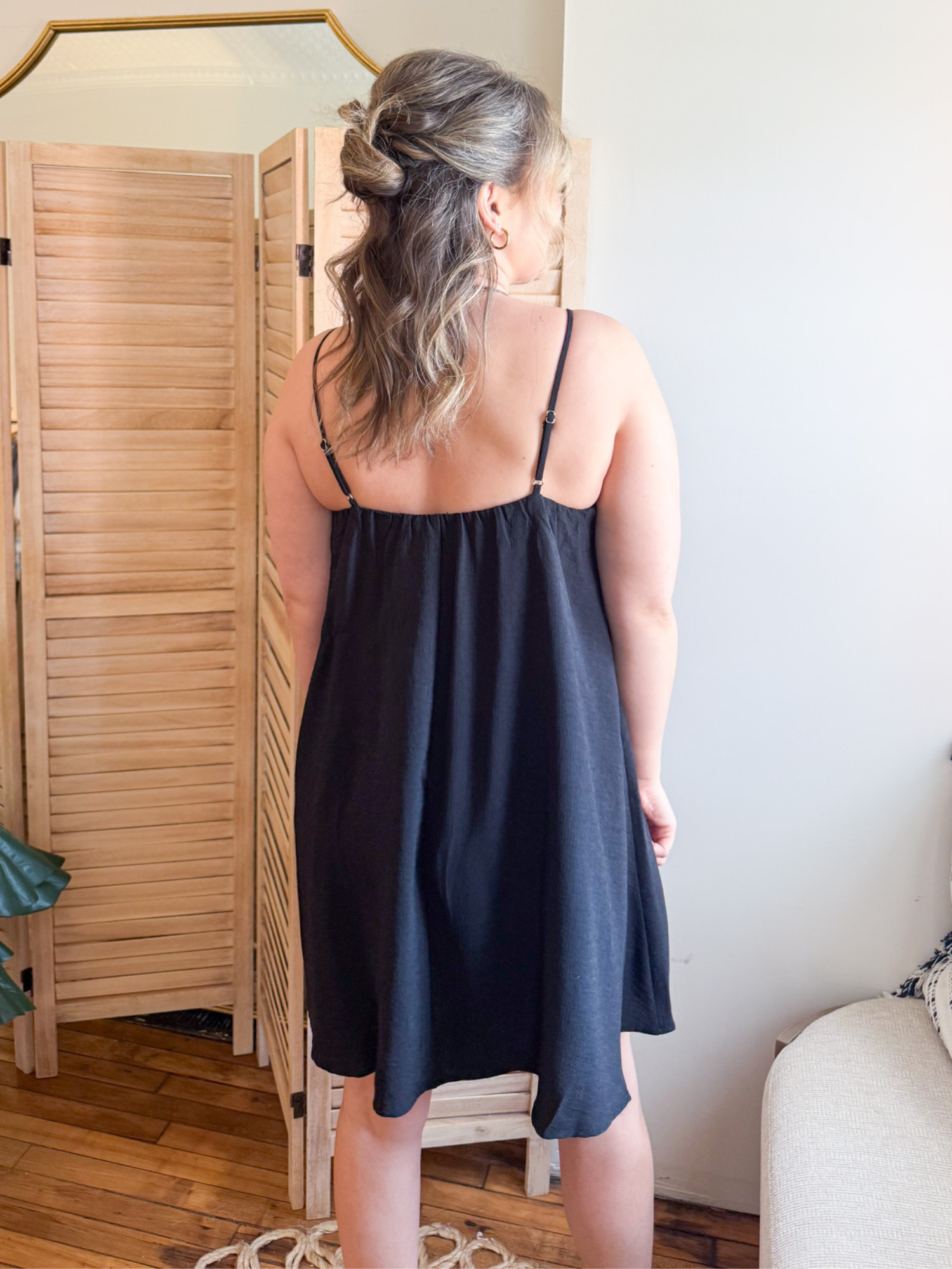 Laurel Tie Front Mini Dress - Black - The Collective Rose