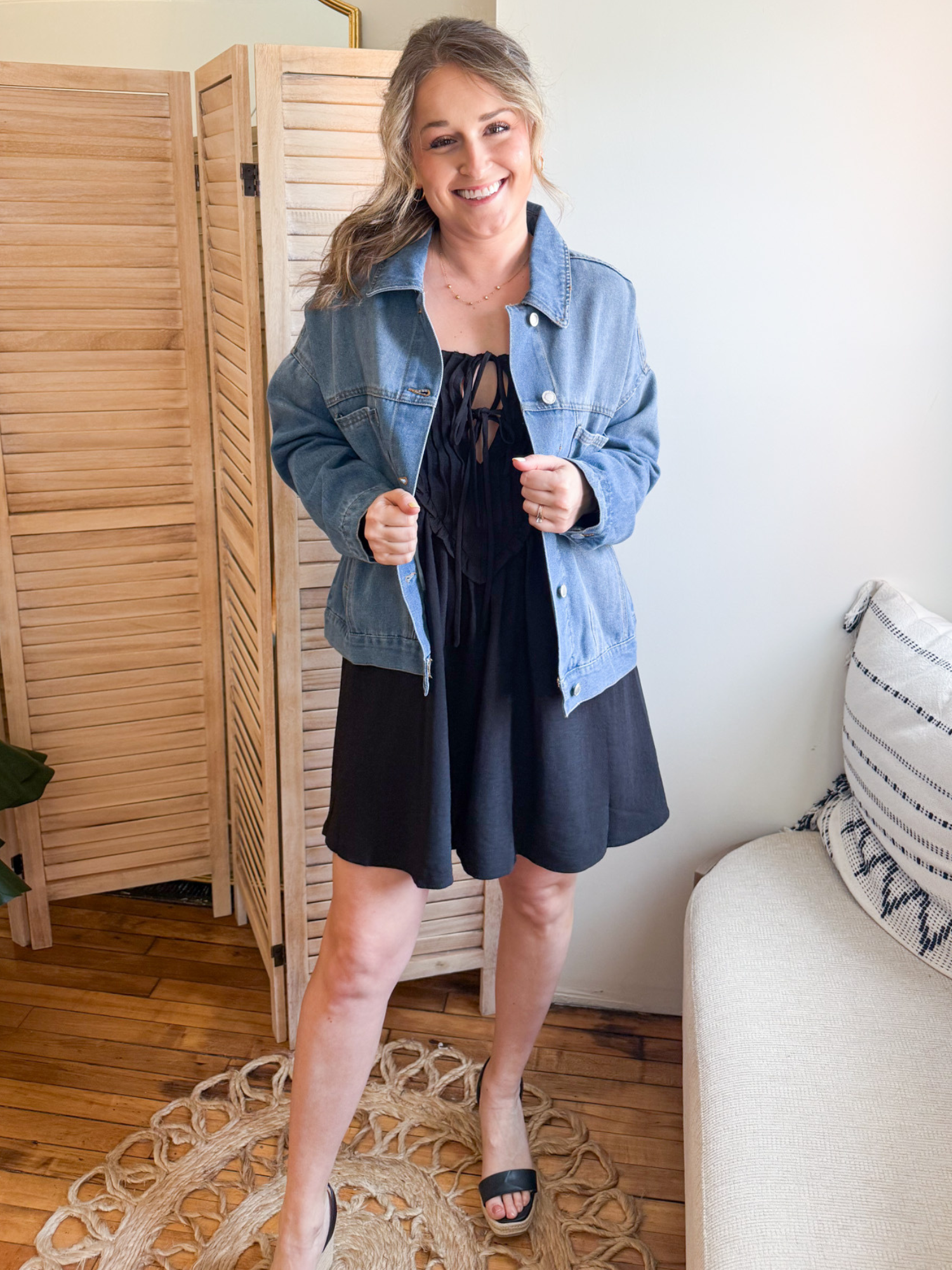 Laurel Tie Front Mini Dress - Black - The Collective Rose