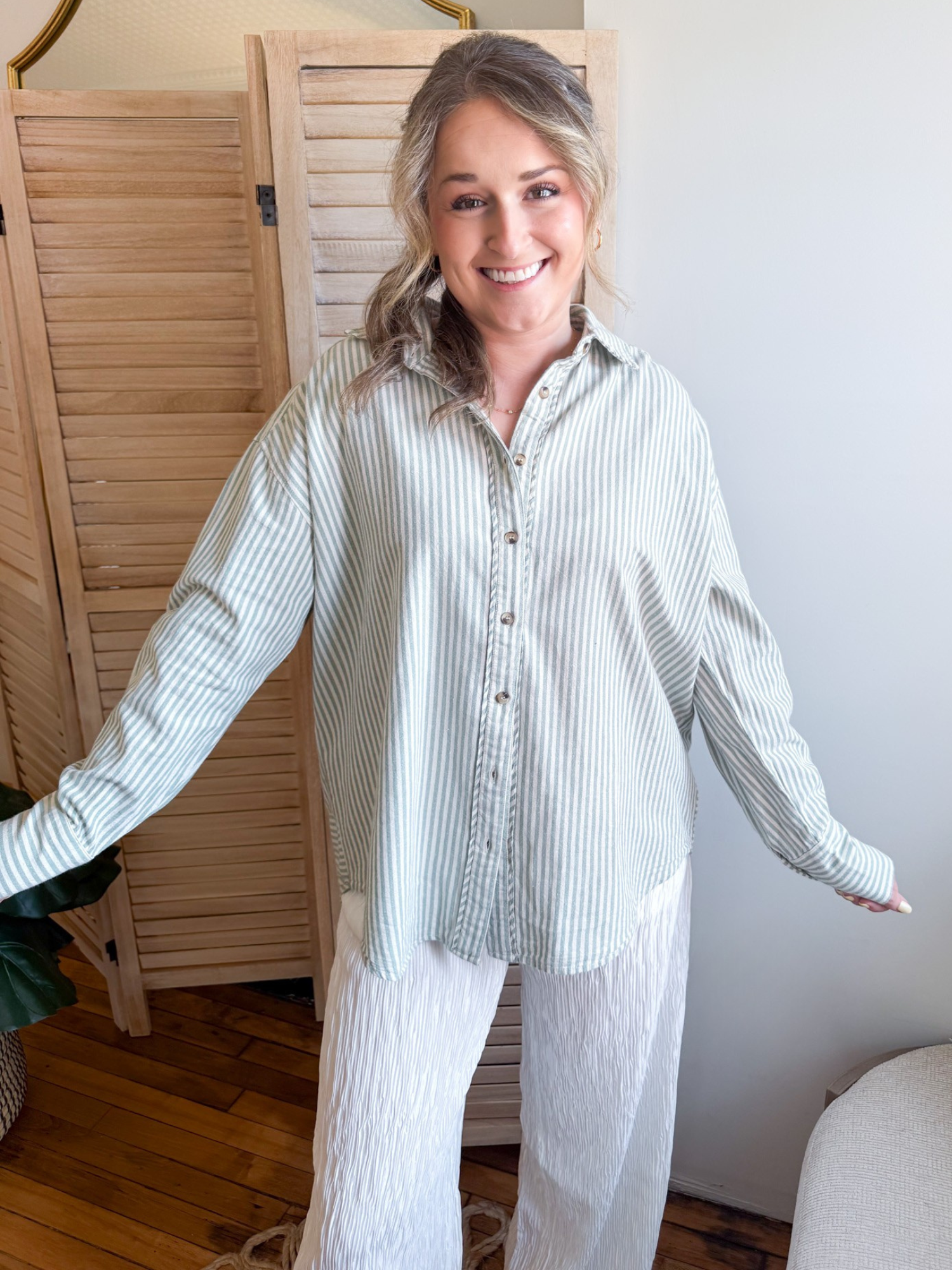 Clarke Striped Button Up - The Collective Rose