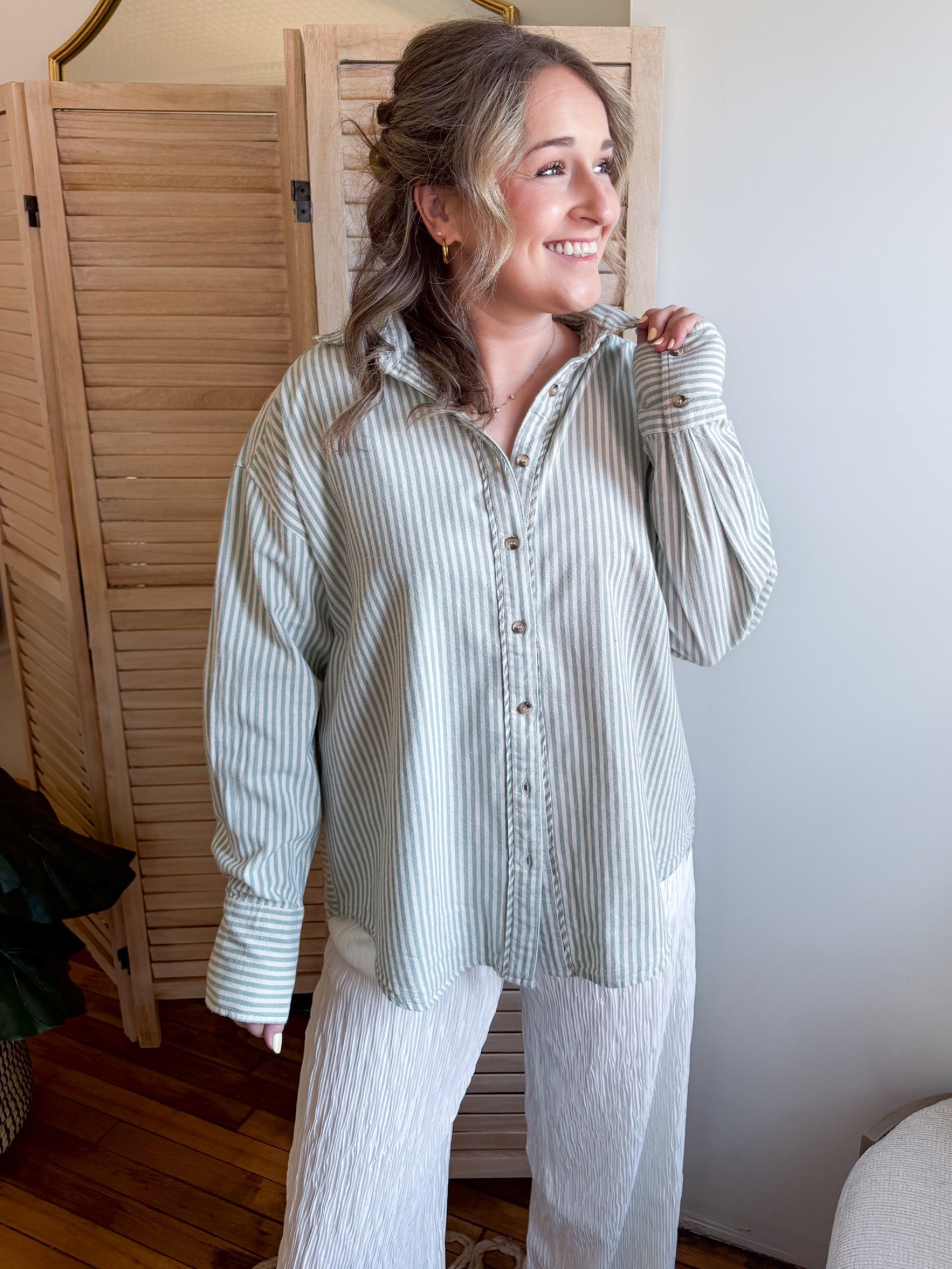 Clarke Striped Button Up - The Collective Rose