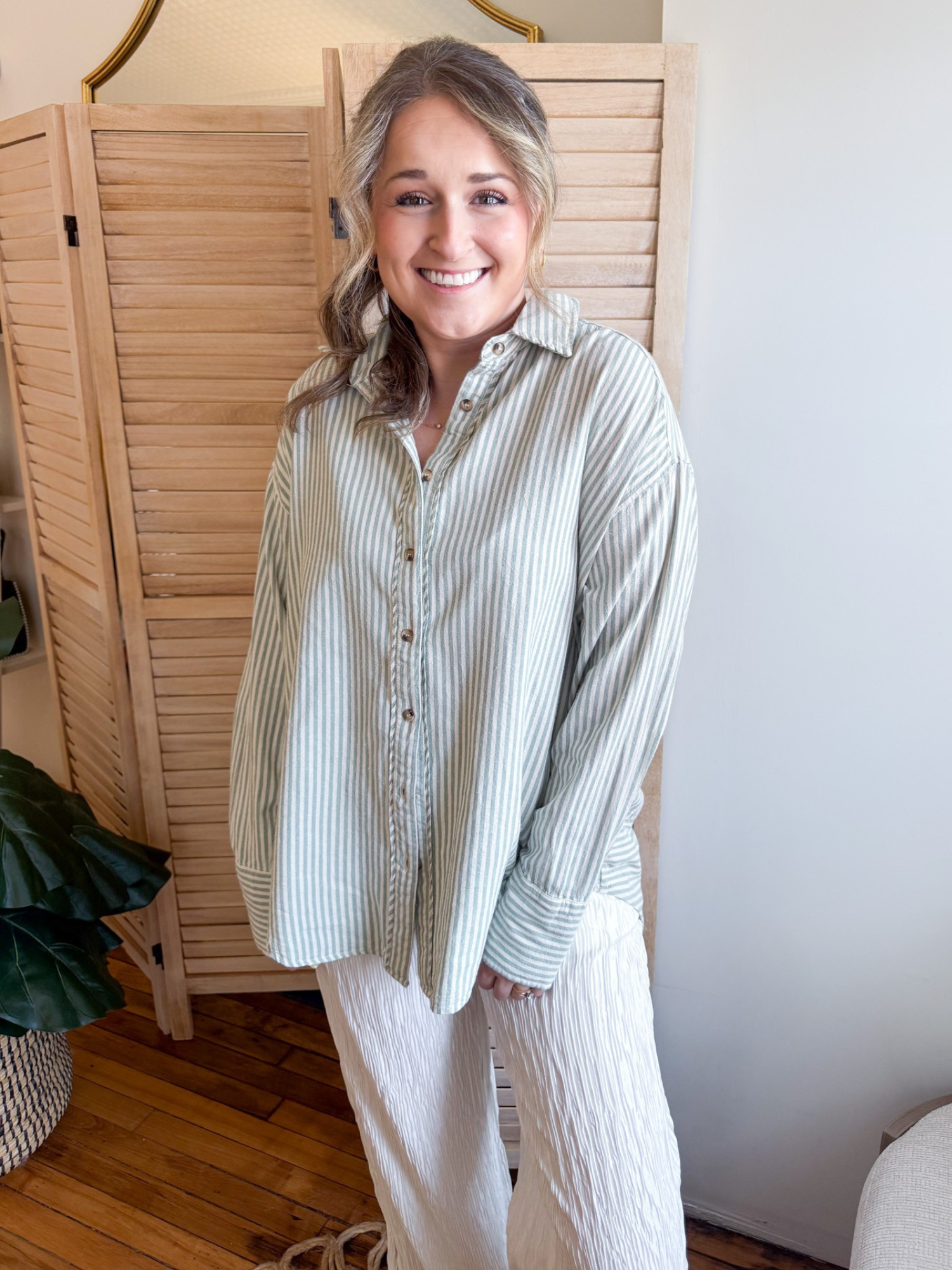 Clarke Striped Button Up - The Collective Rose