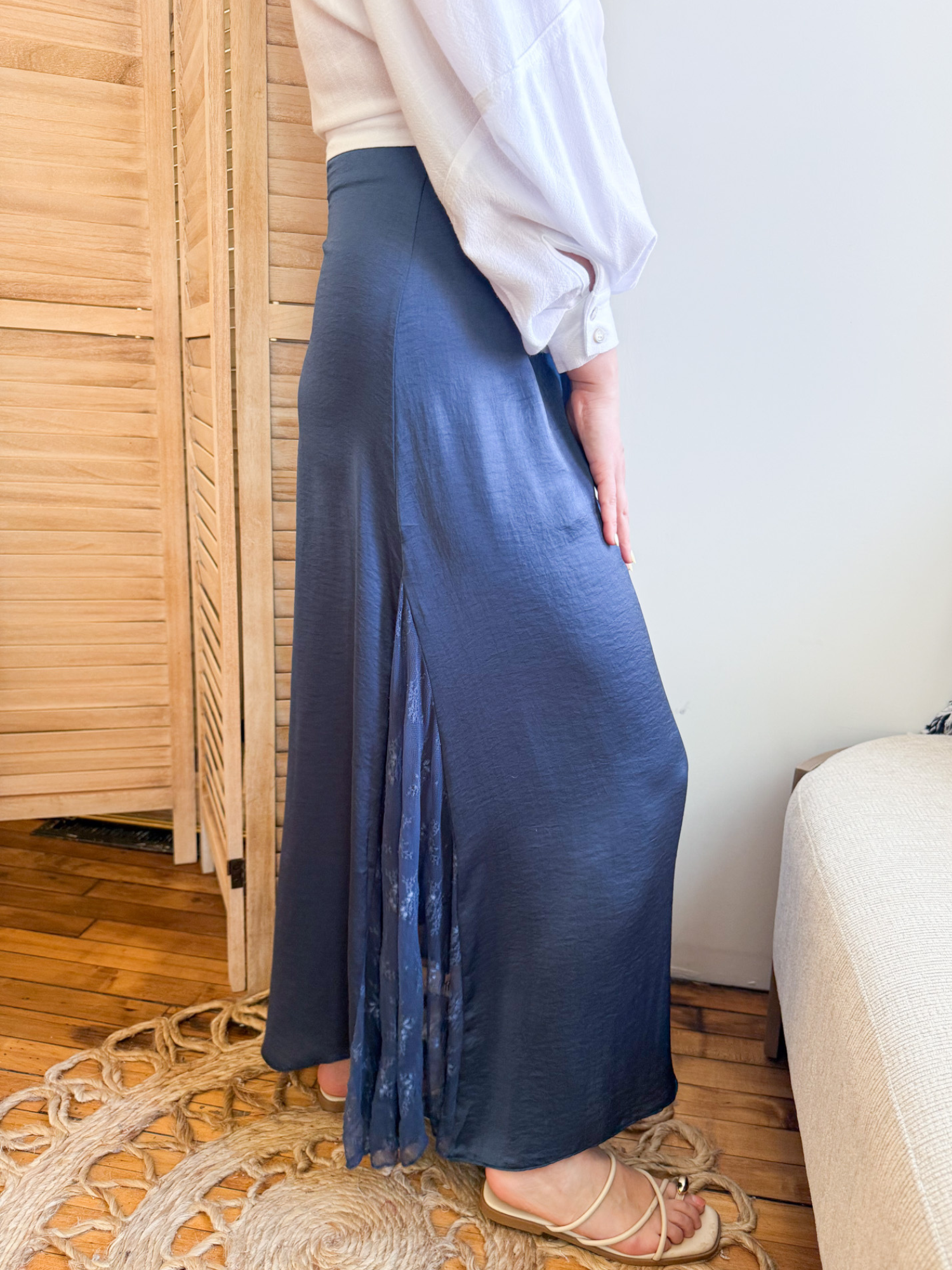 Kit Lace Contrast Maxi Skirt - The Collective Rose