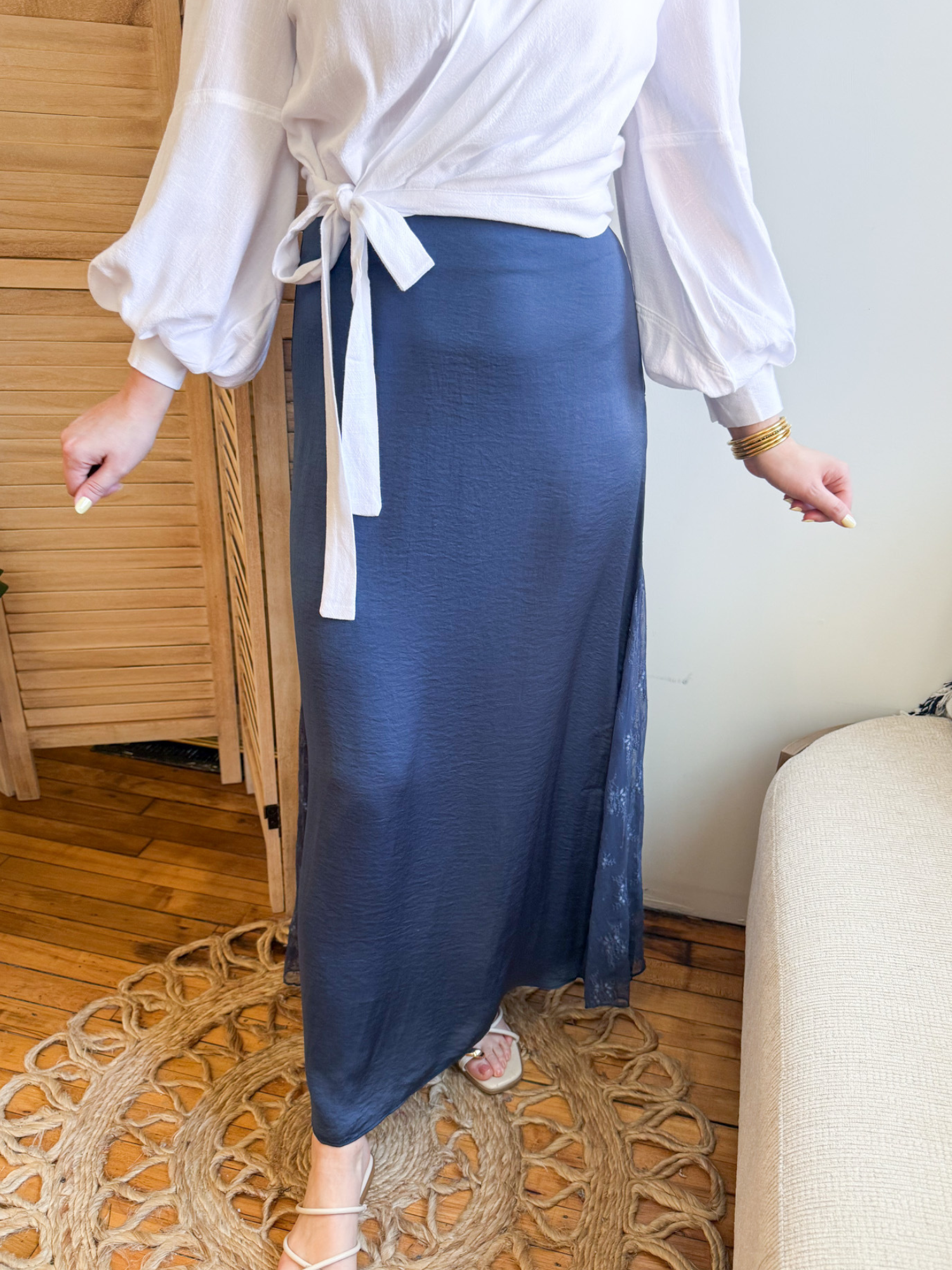 Kit Lace Contrast Maxi Skirt - The Collective Rose
