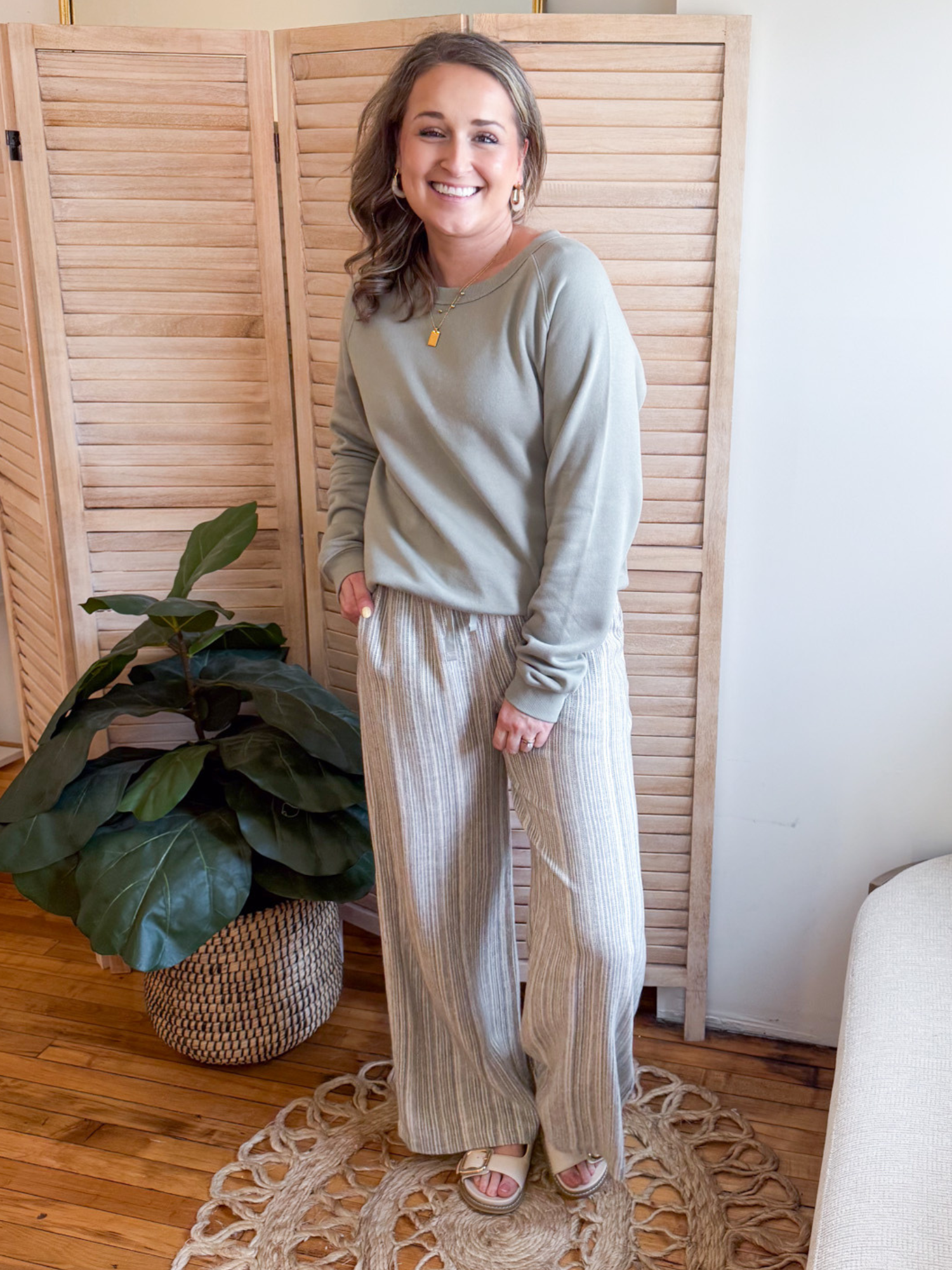 Haven Wide Leg Striped Pants - The Collective Rose