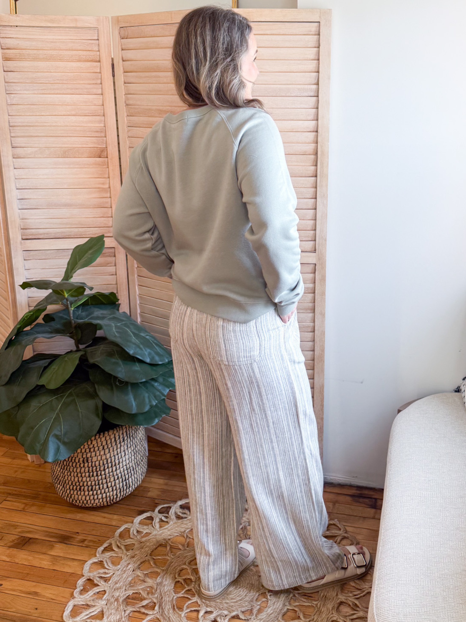 Haven Wide Leg Striped Pants - The Collective Rose