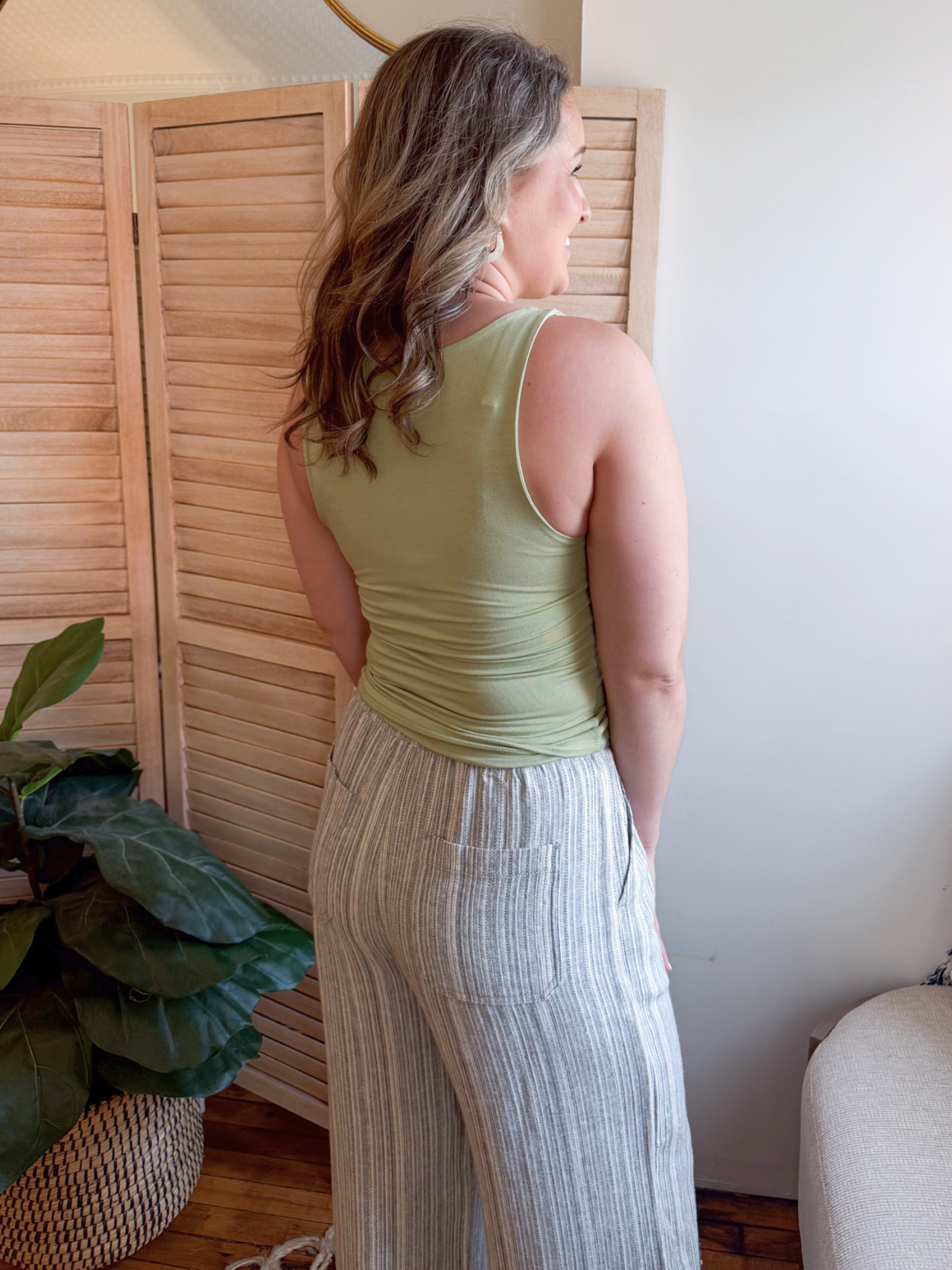 Boat Neck Everyday Tank - Pistachio - The Collective Rose