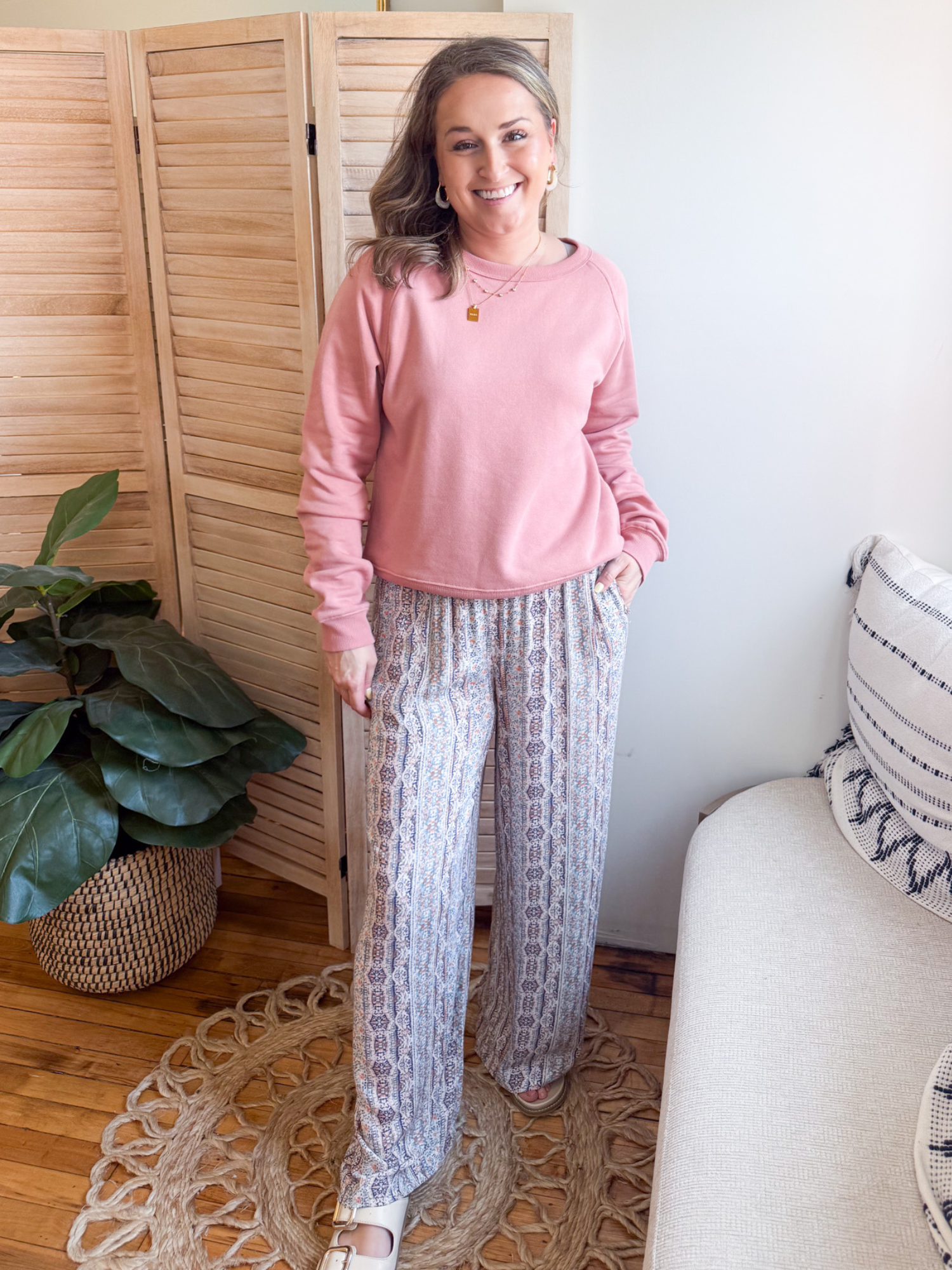 Wrenley Smocked Waist Palazzo Pants - The Collective Rose