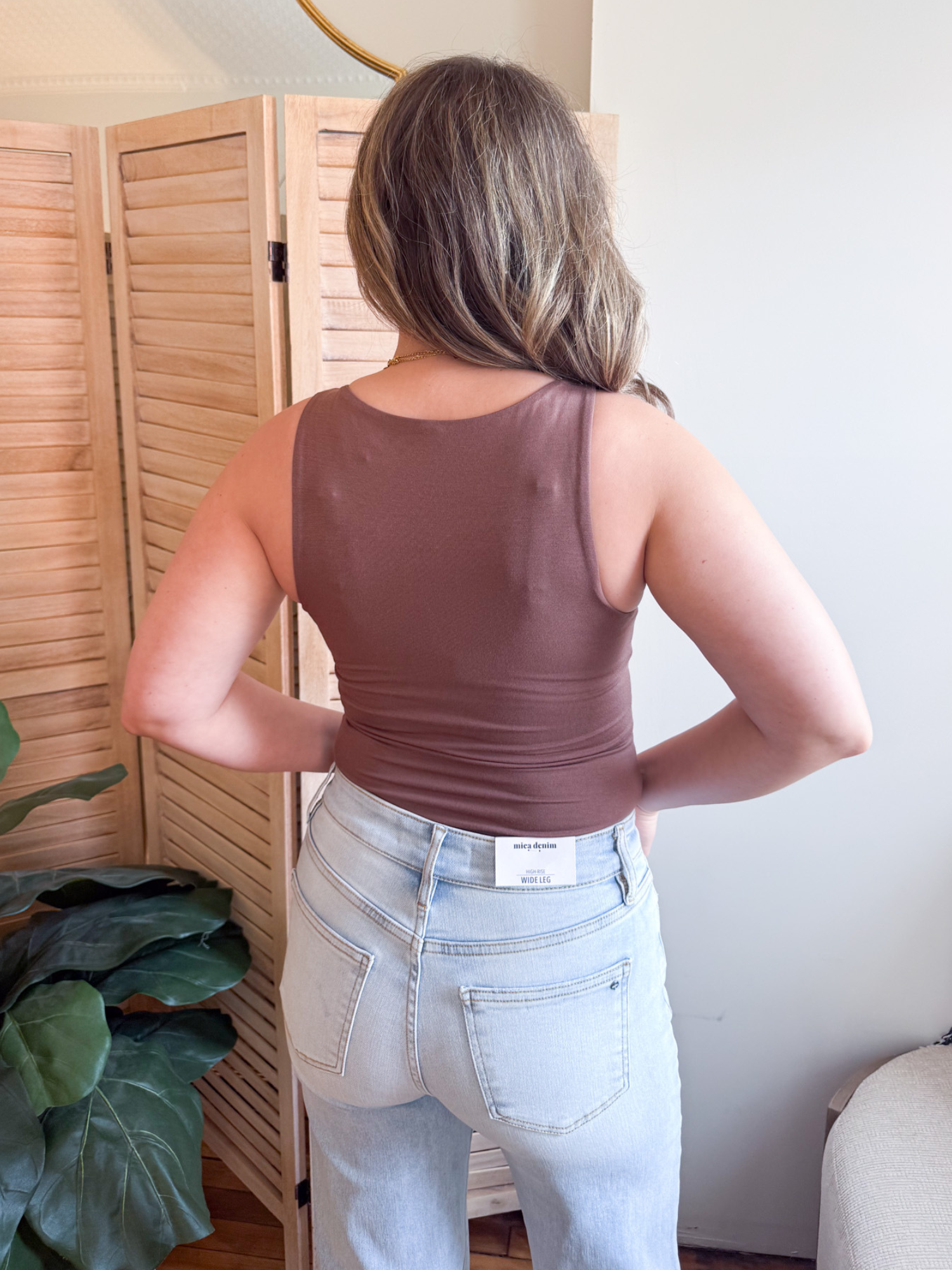 Boat Neck Everyday Tank - Chocolate Brown - The Collective Rose