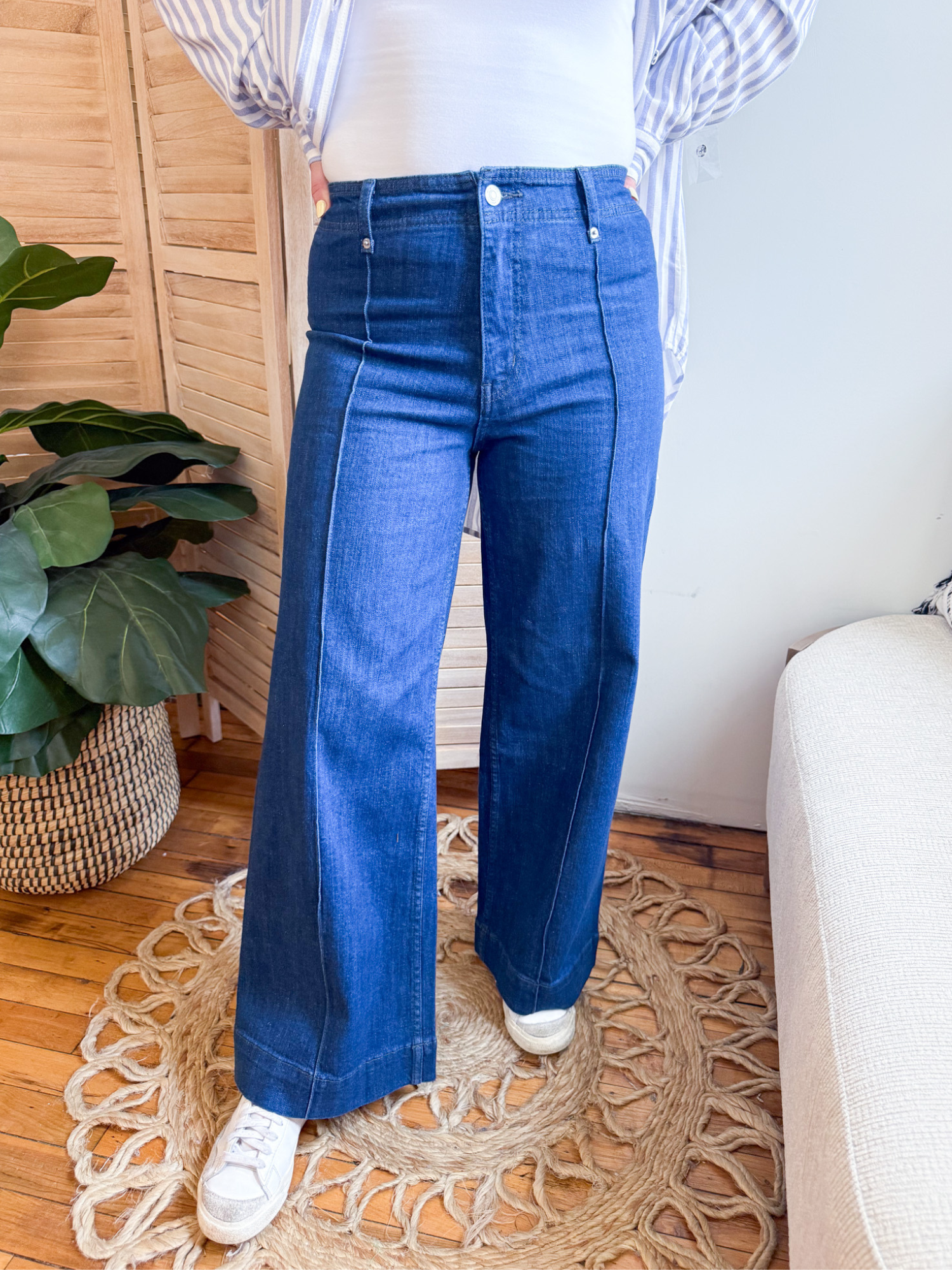 High Rise Wide Leg Ankle Jeans - The Collective Rose