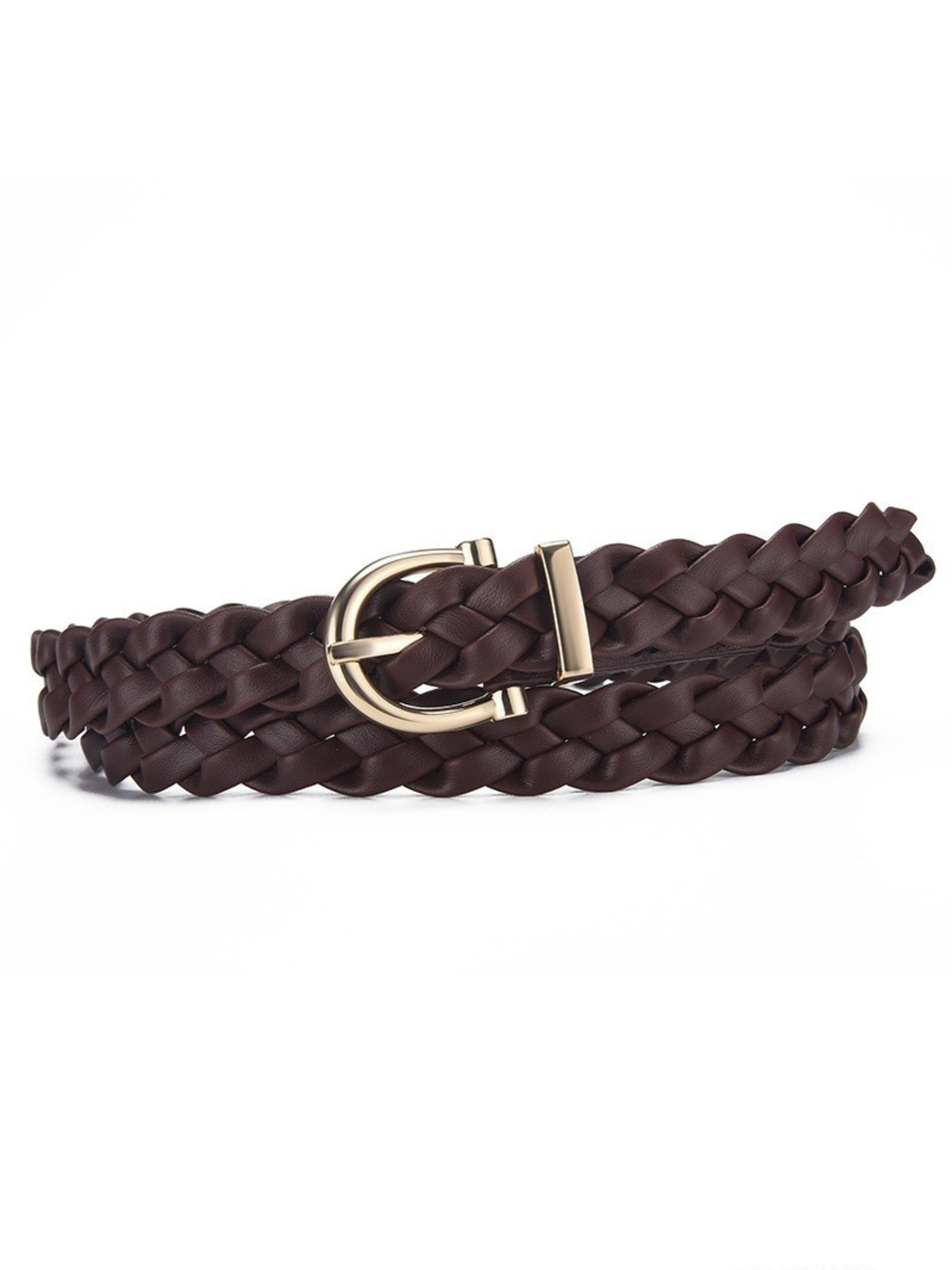 Woven Weave Pin Buckle Belt - Brown - The Collective Rose