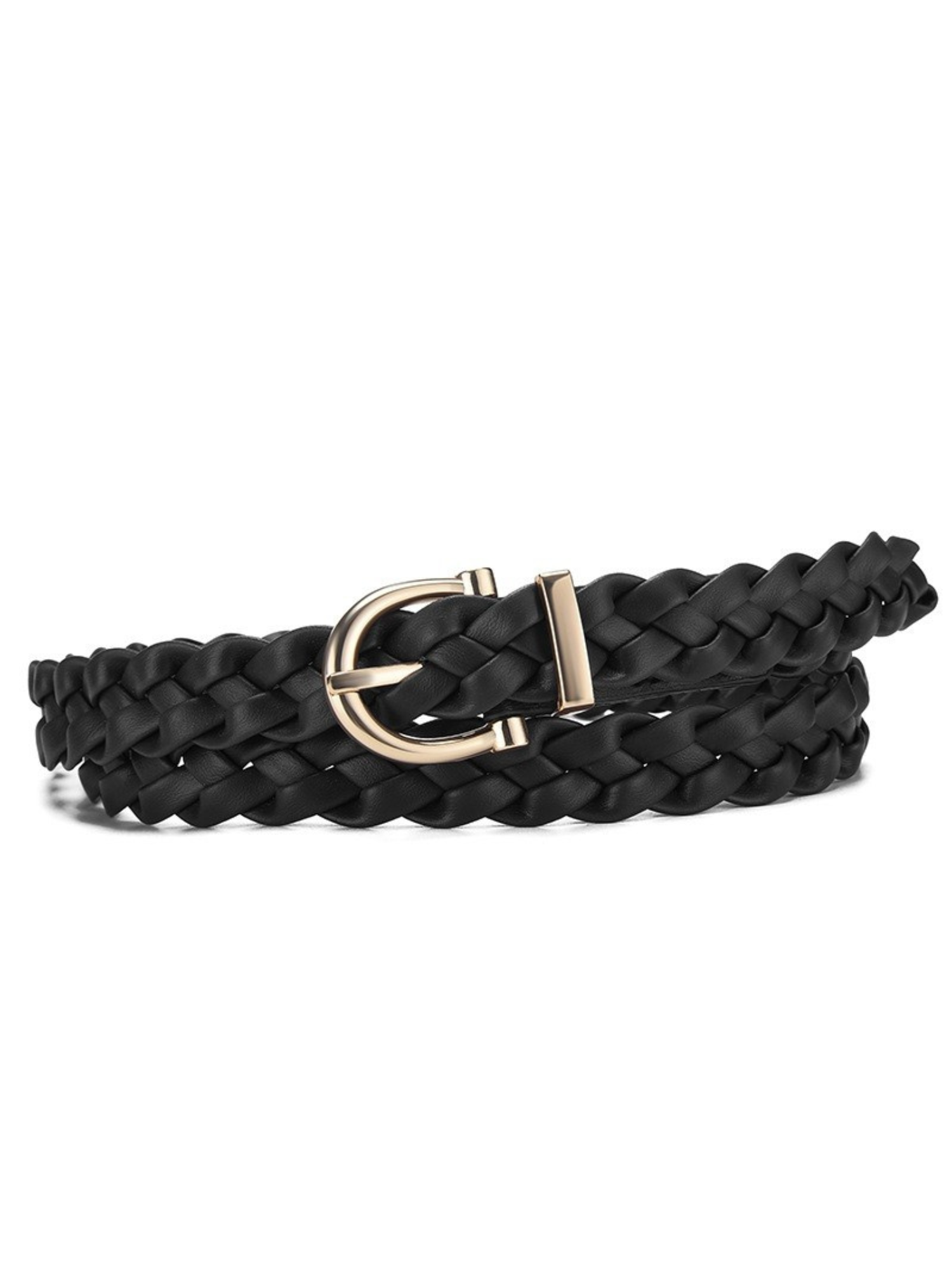 Woven Weave Pin Buckle Belt - Black - The Collective Rose