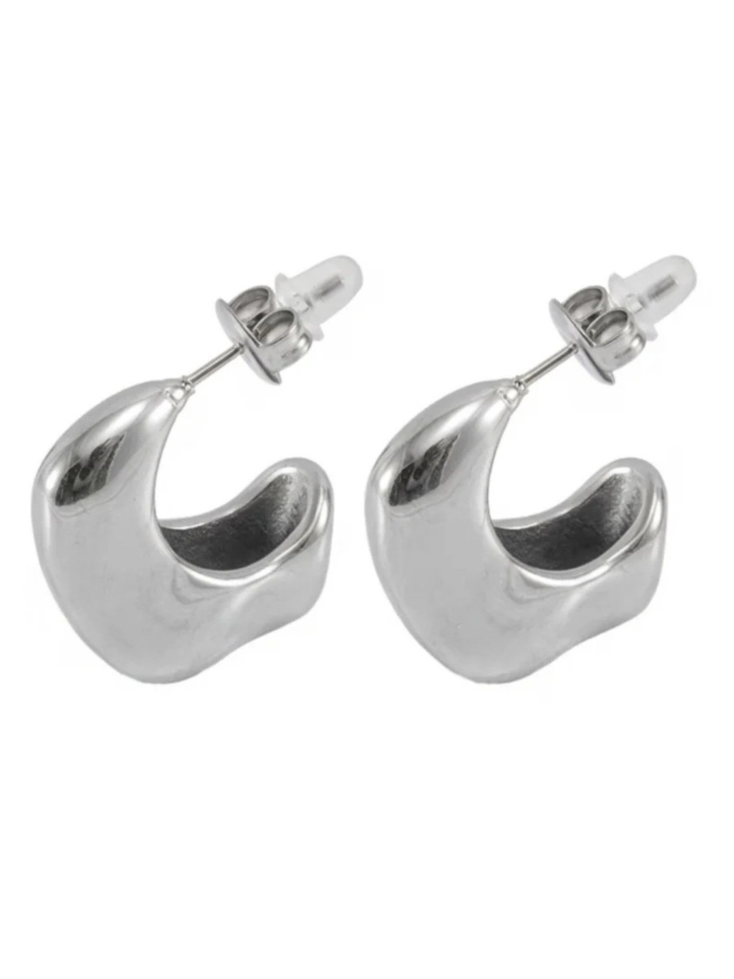 Silver Retro Hoop Earrings - The Collective Rose