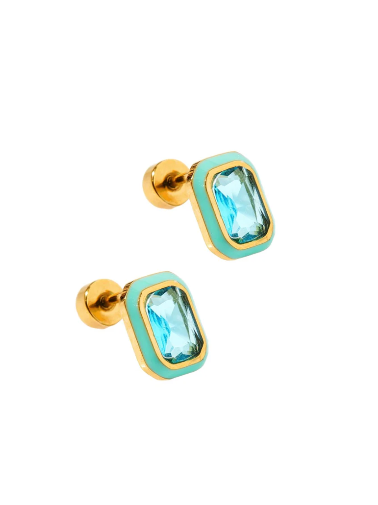 Aqua Dream Screwback Stud Earring - The Collective Rose