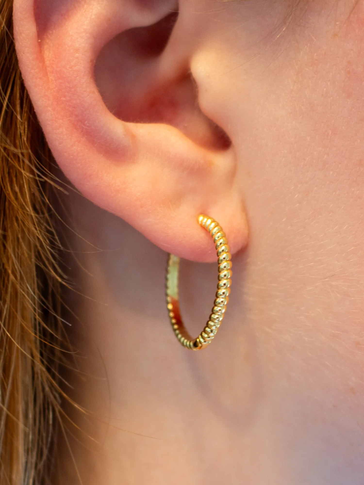 Ribbed Croissant Hoop Earrings - The Collective Rose
