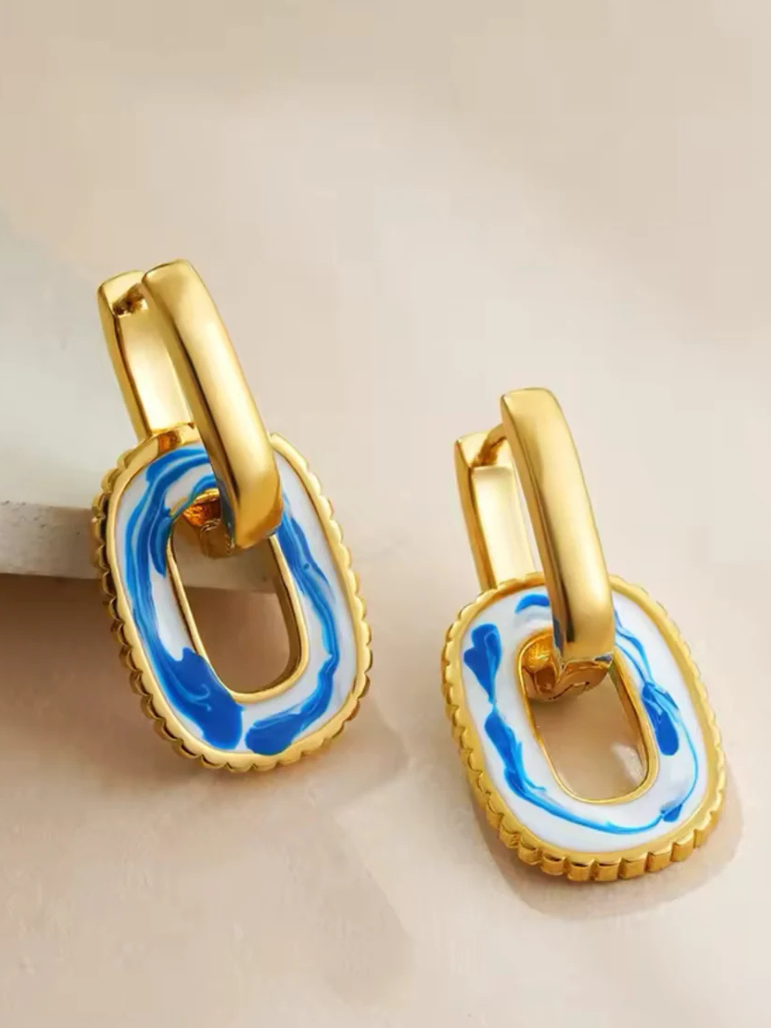 Watercolor Oval Charm Earrings - The Collective Rose