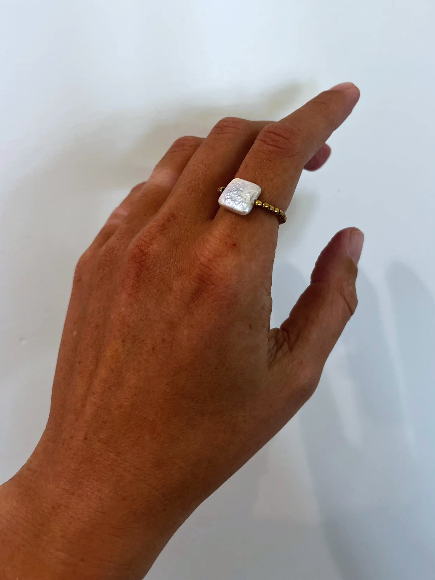 Square Pearl Beaded Ring - The Collective Rose