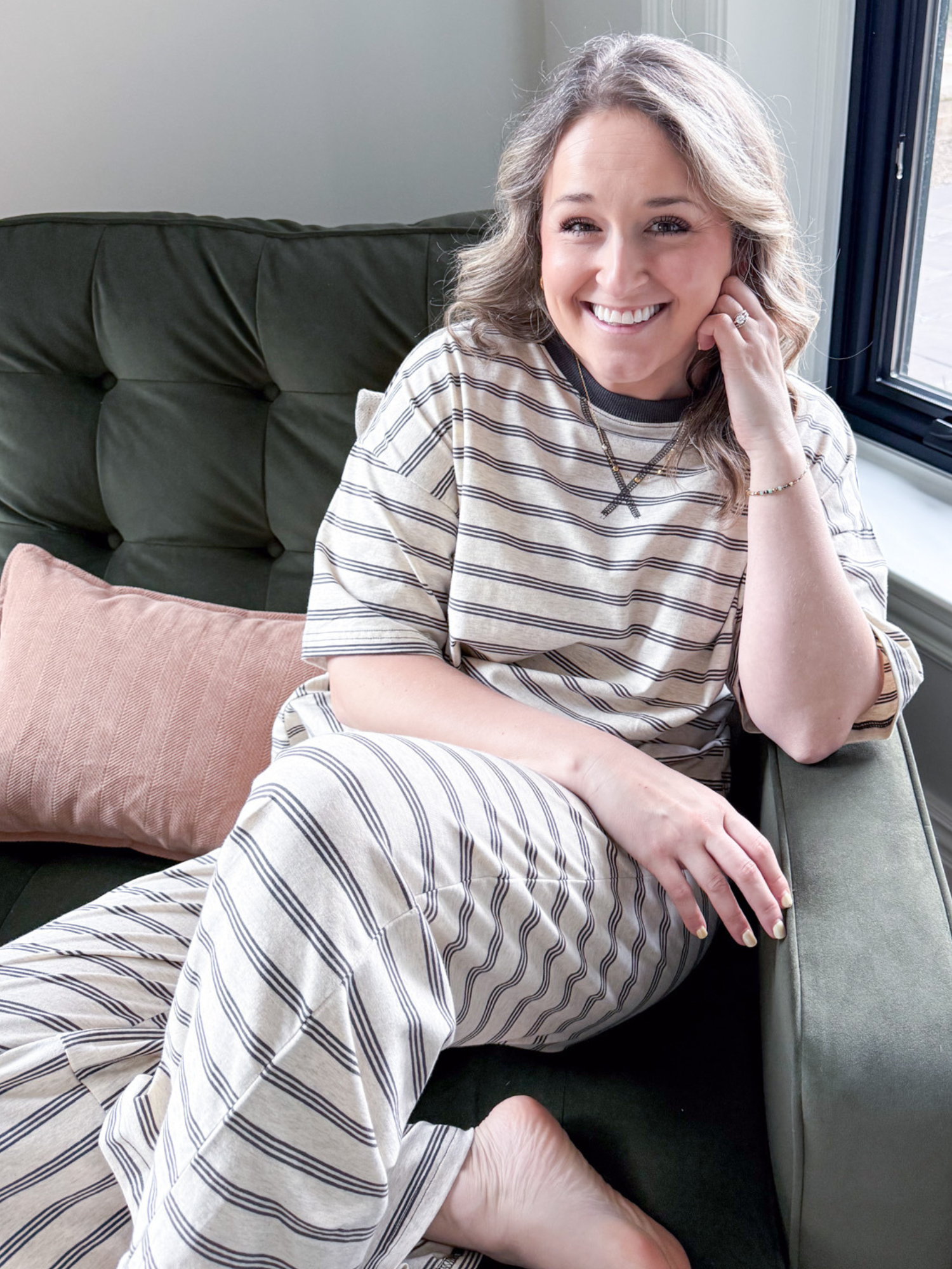 Arden Striped Wide Leg Pants - The Collective Rose