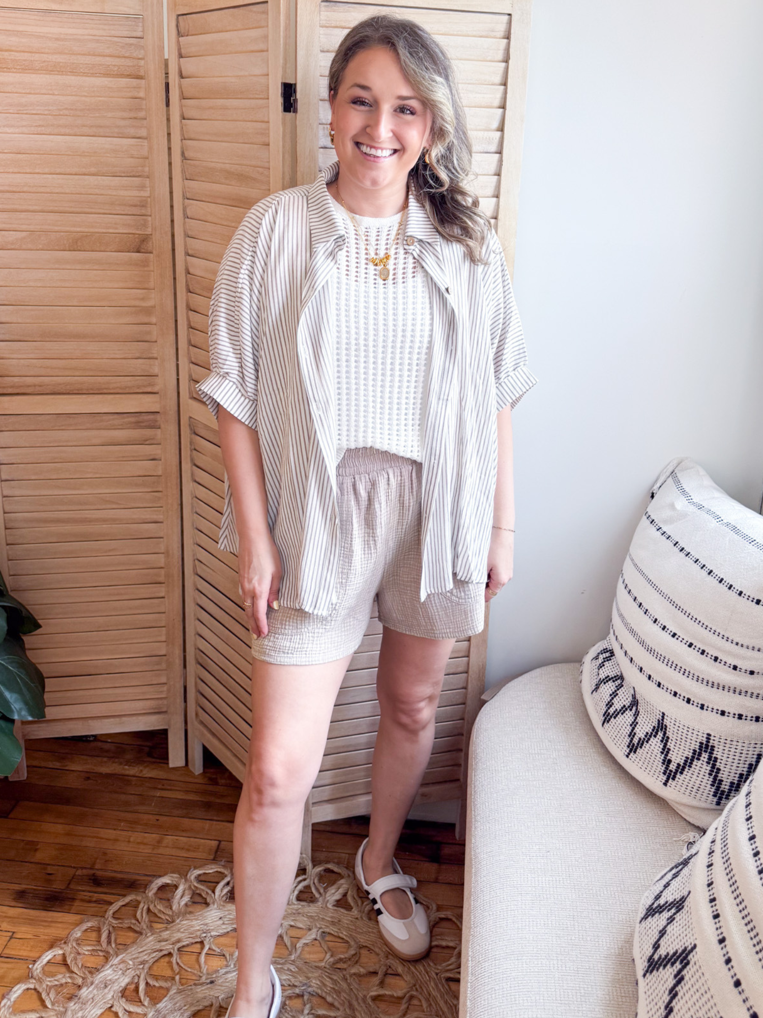Darcy Open Knit Short Sleeve Sweater - Ivory - The Collective Rose