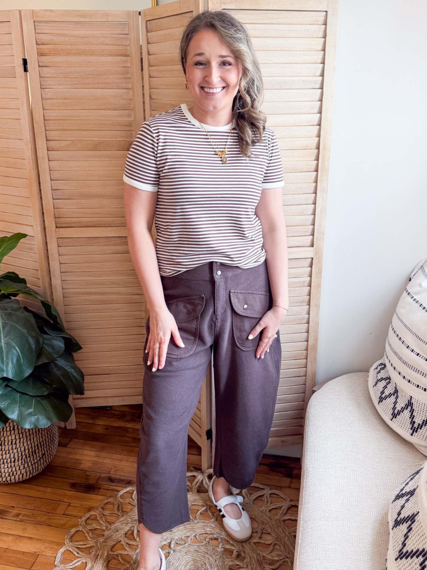 Rhiannon Washed Terry Barrel Pants - The Collective Rose