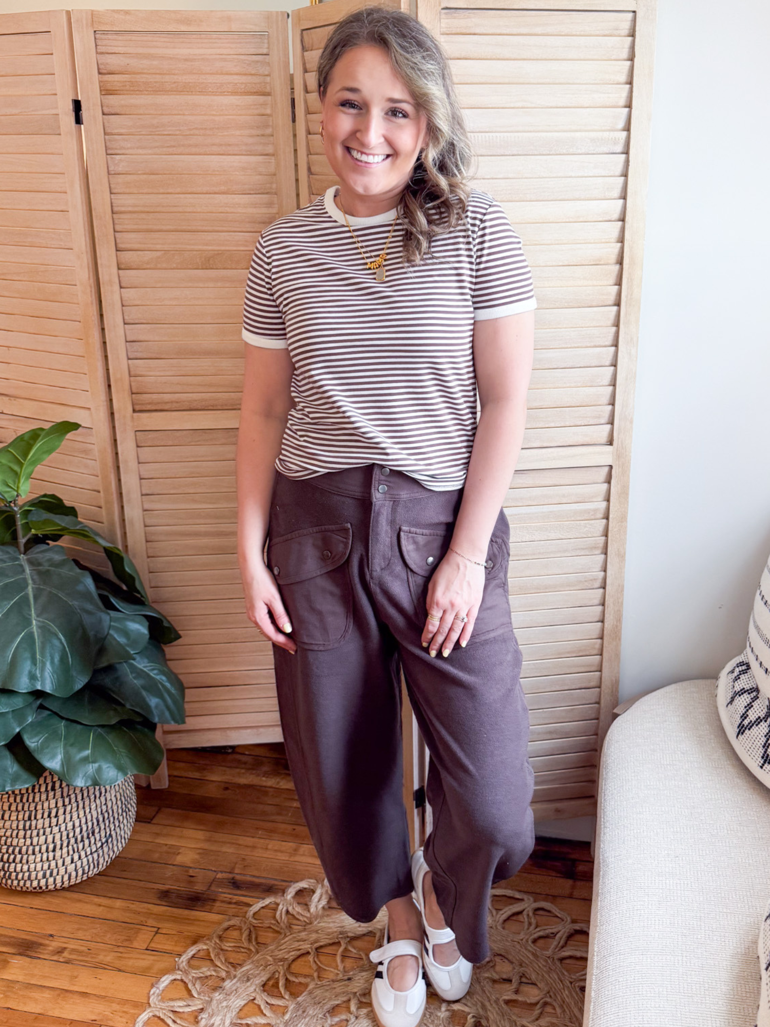 Rhiannon Washed Terry Barrel Pants - The Collective Rose