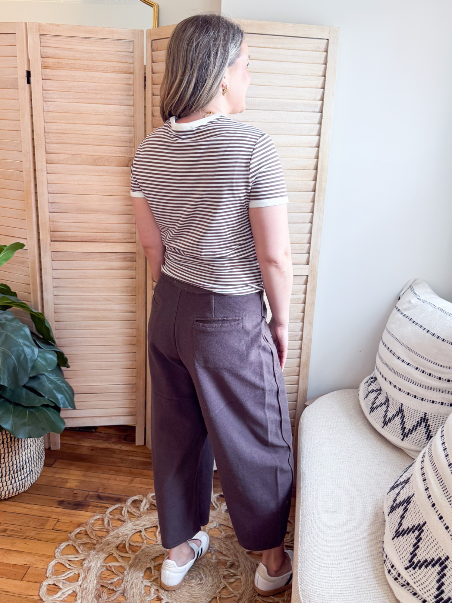 Rhiannon Washed Terry Barrel Pants - The Collective Rose