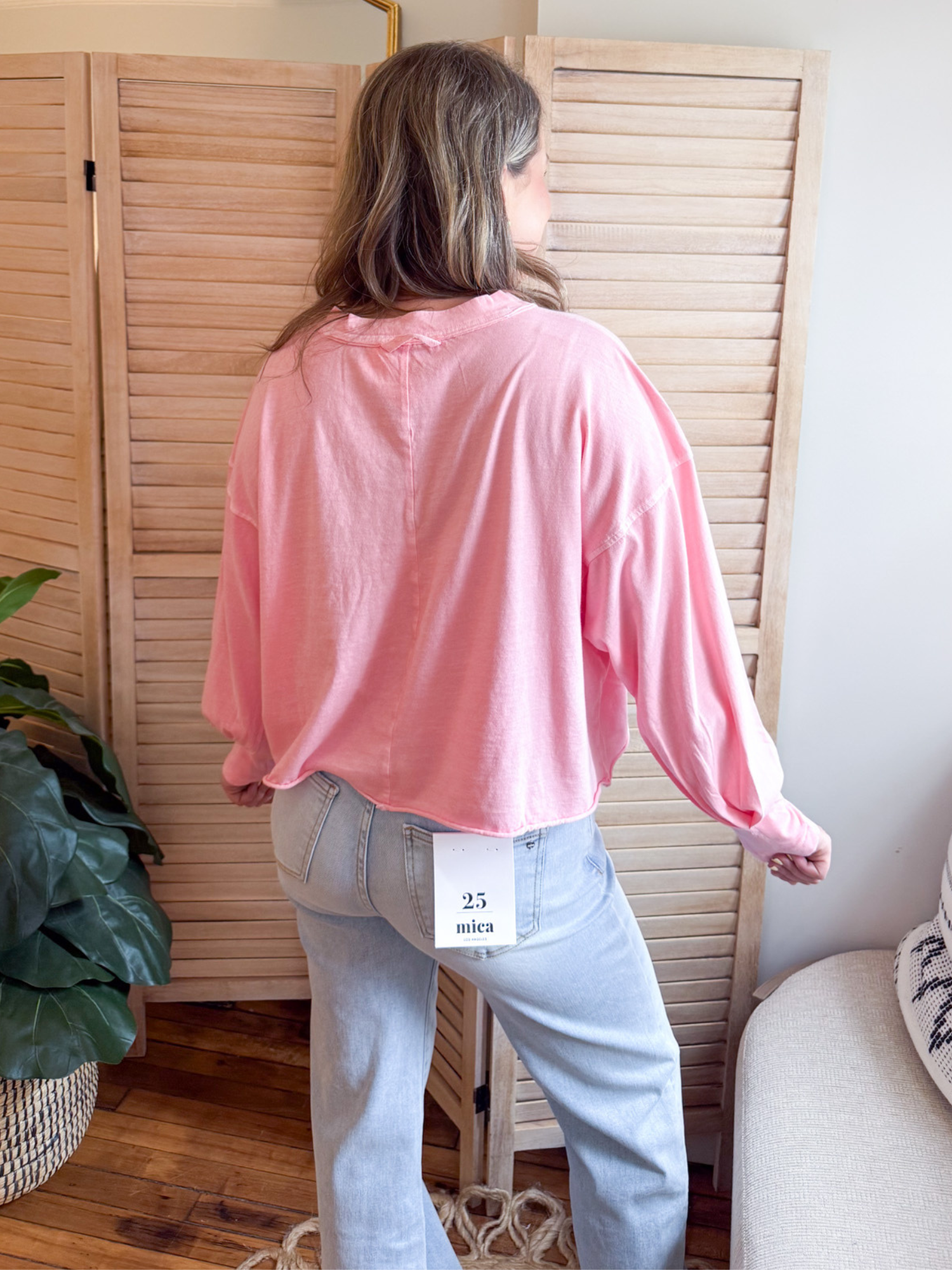 Tess Oversized Long Sleeve - Pink - The Collective Rose
