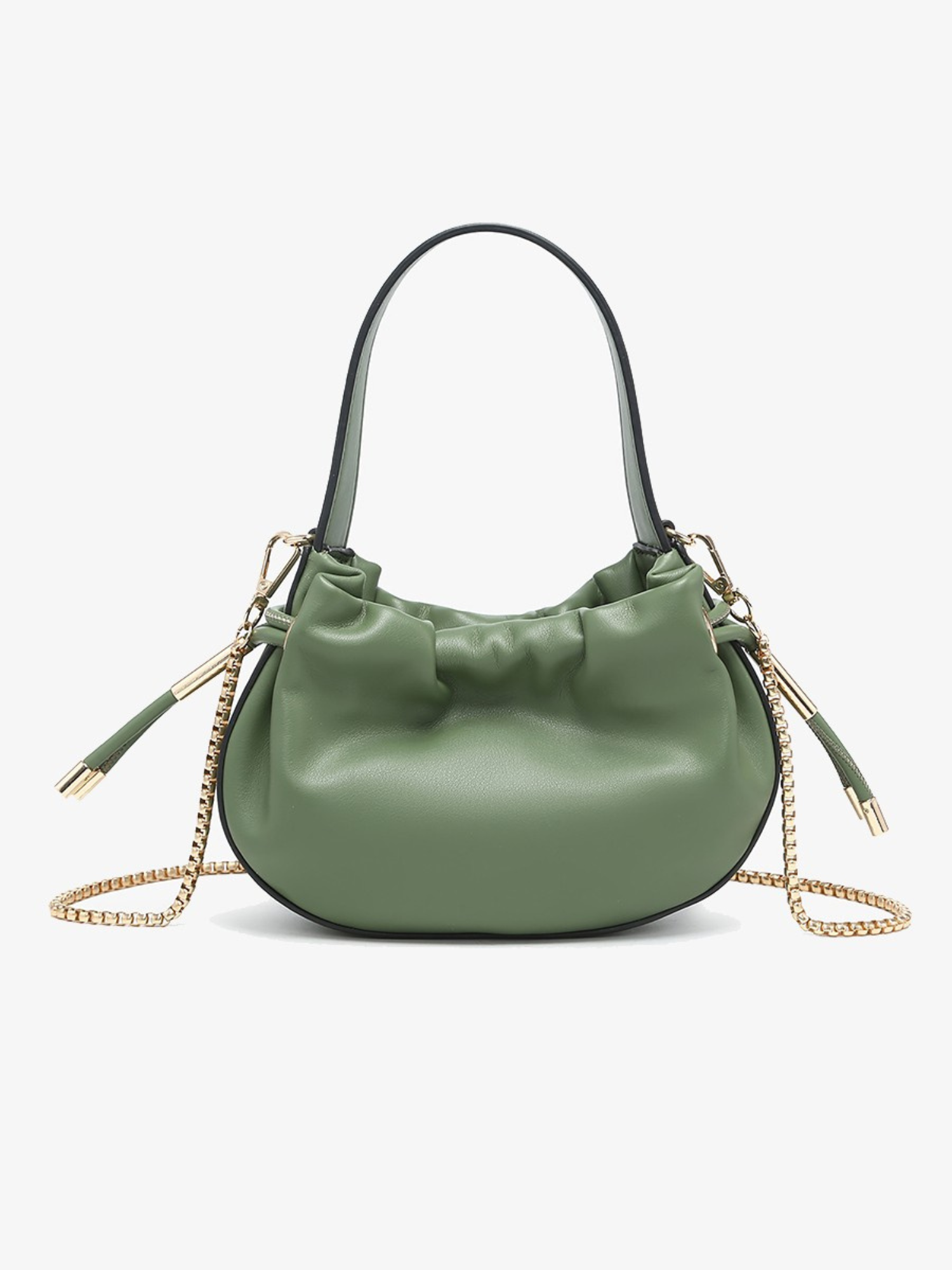 Thalia Ruched Bucket Bag - Dark Sage - The Collective Rose