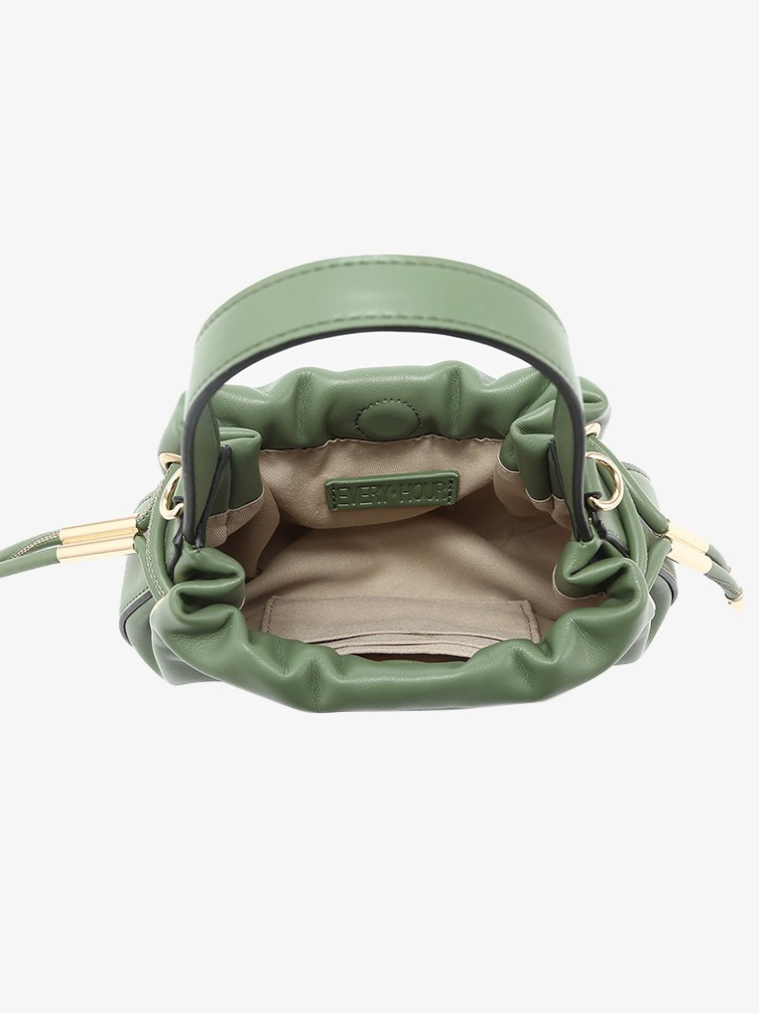 Thalia Ruched Bucket Bag - Dark Sage - The Collective Rose