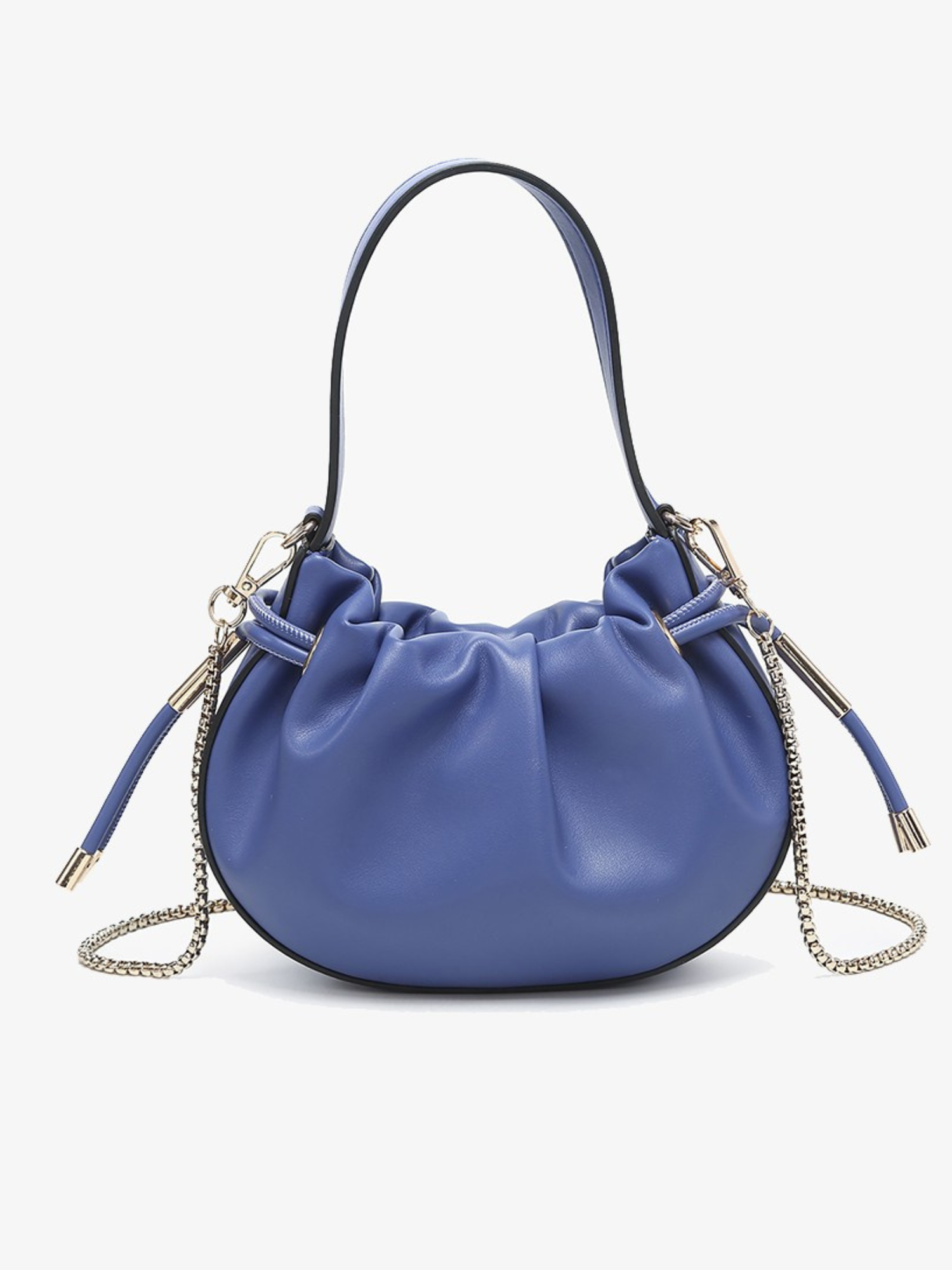 Thalia Ruched Bucket Bag - Blue - The Collective Rose