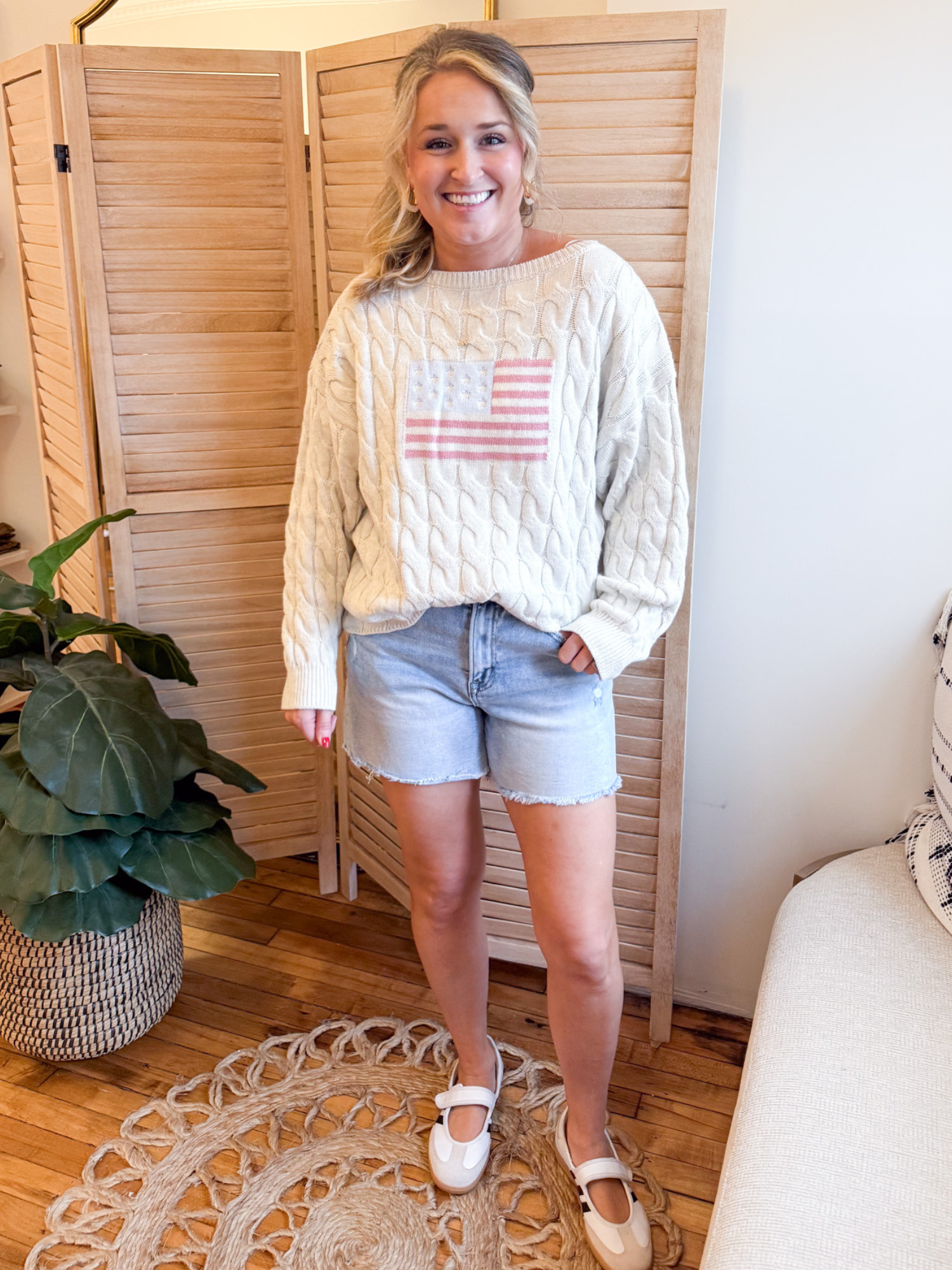 Flag Boat Neck Sweater - The Collective Rose