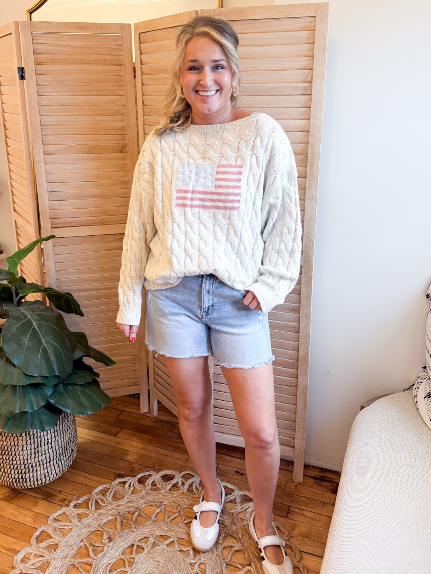 Flag Boat Neck Sweater - The Collective Rose
