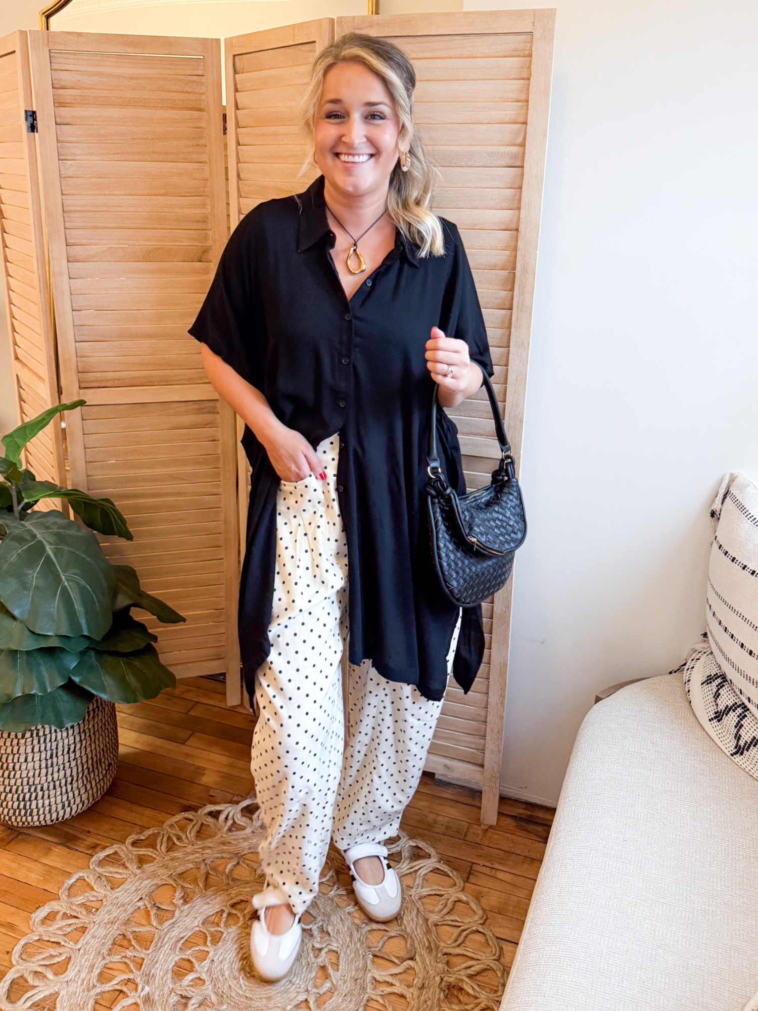 Camila Button Up Shirt Dress - Black - The Collective Rose
