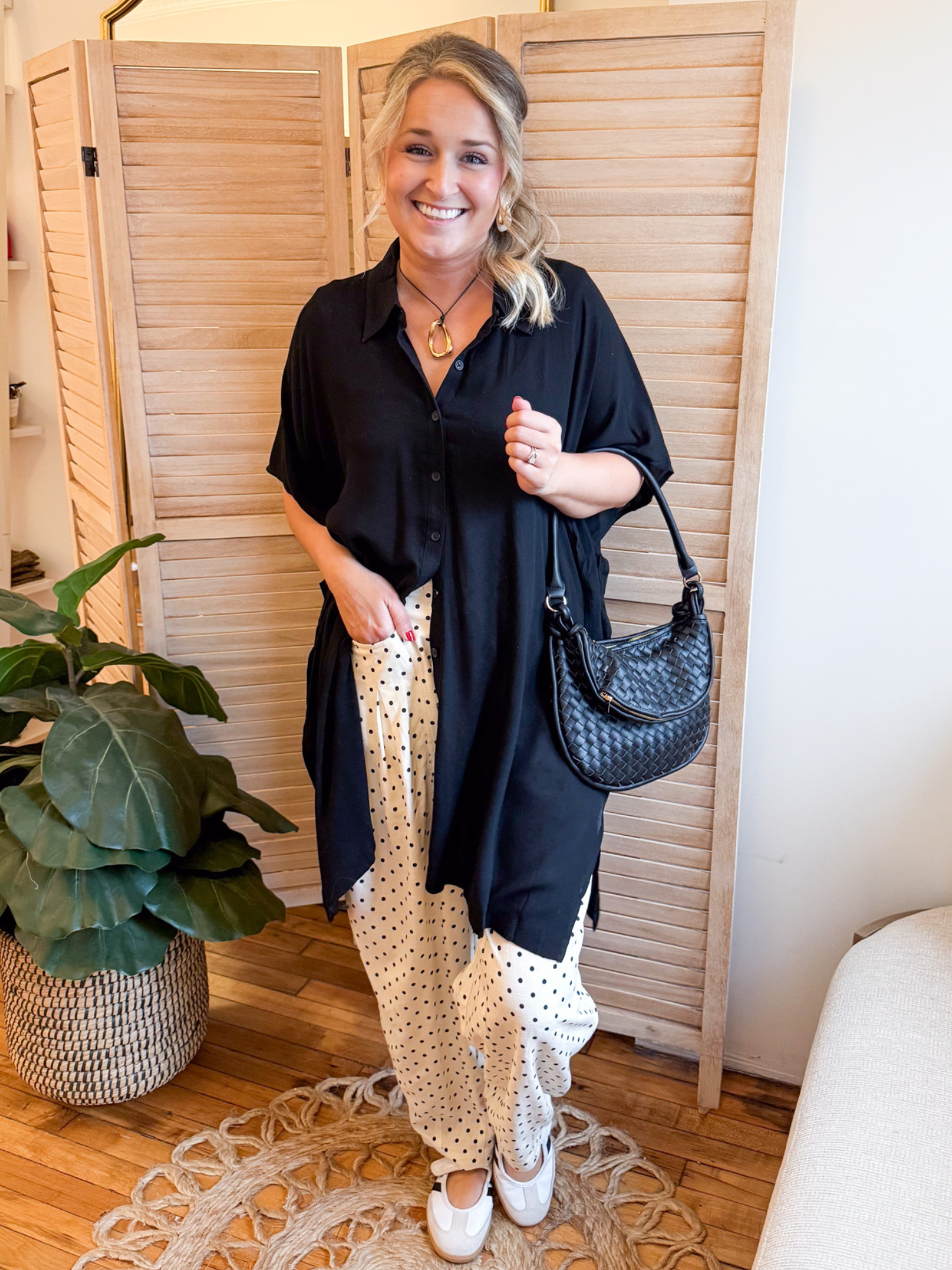 Camila Button Up Shirt Dress - Black - The Collective Rose