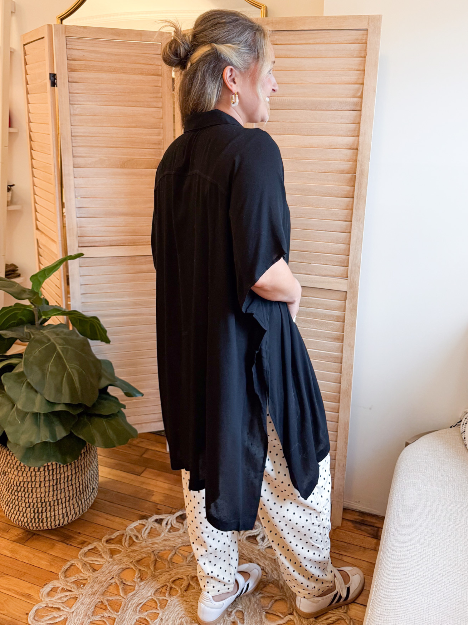 Camila Button Up Shirt Dress - Black - The Collective Rose