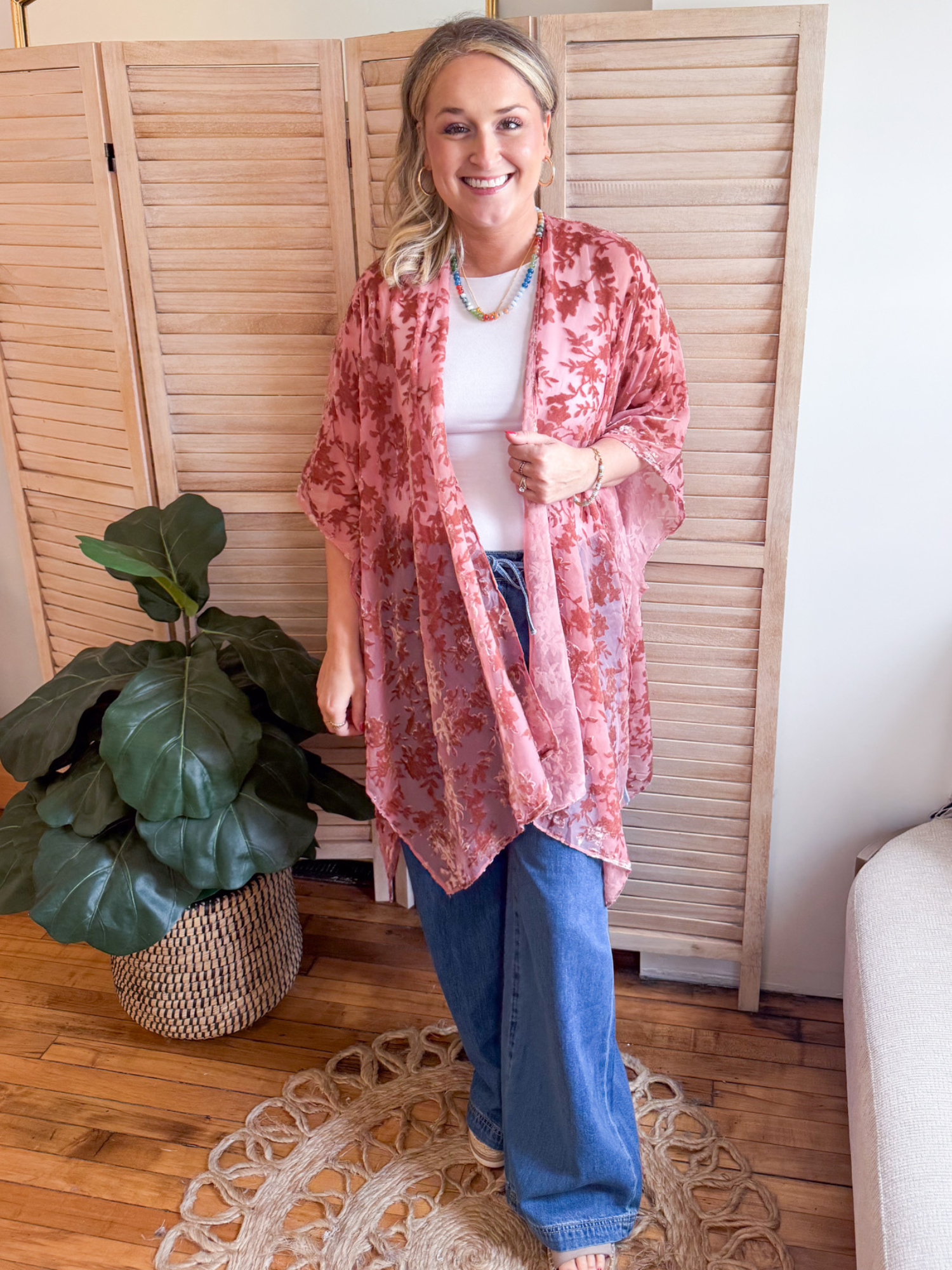 Alessia Velvet Floral Kimono - The Collective Rose