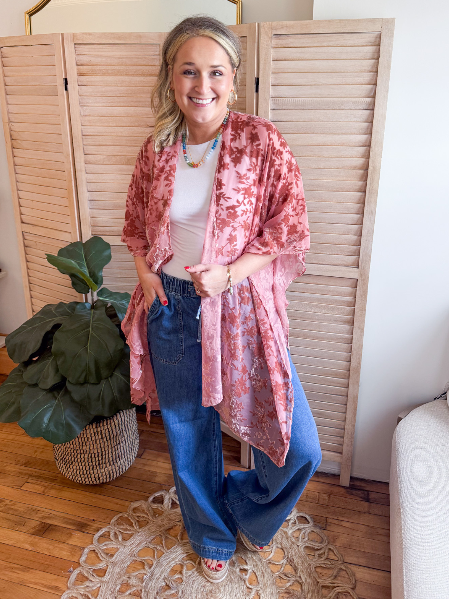Alessia Velvet Floral Kimono - The Collective Rose