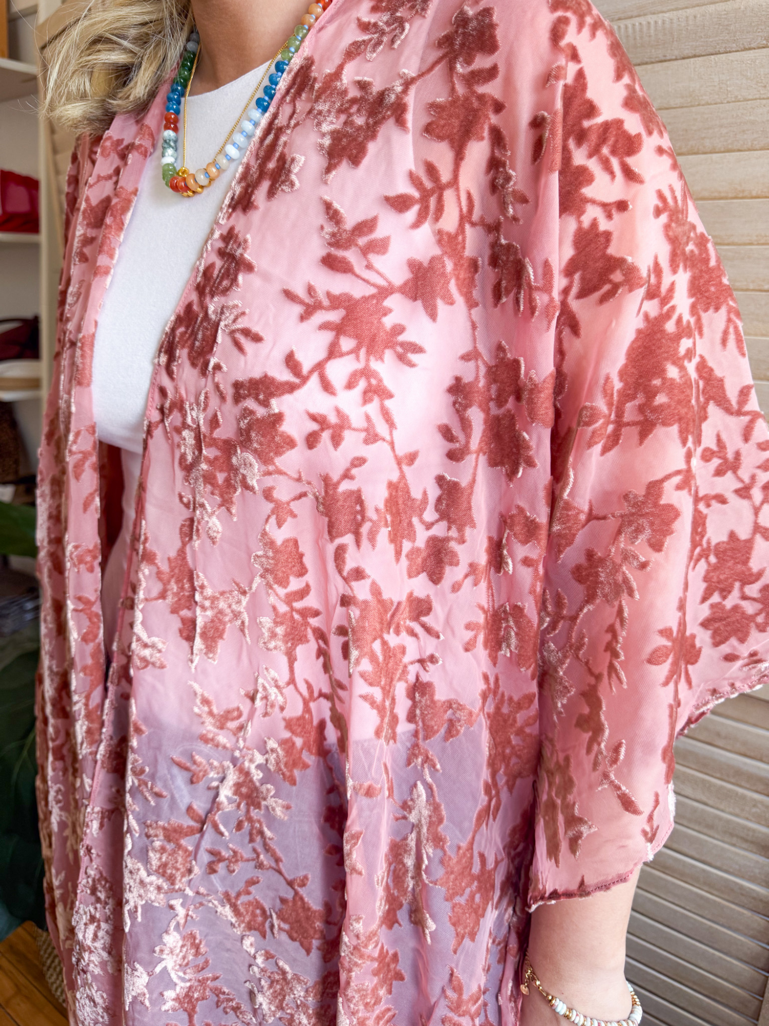 Alessia Velvet Floral Kimono - The Collective Rose