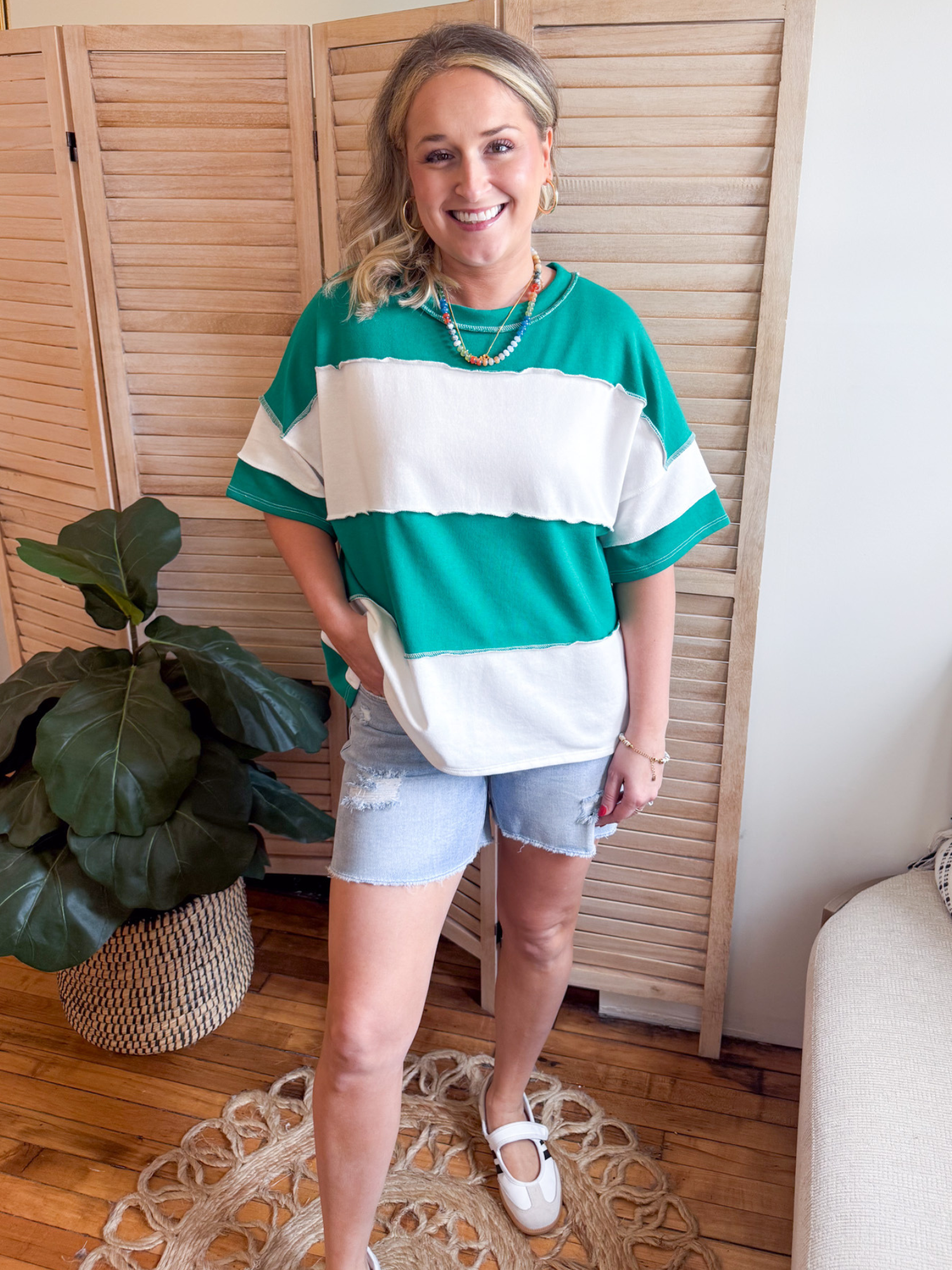 Peyton Color Block Oversized Tee - The Collective Rose