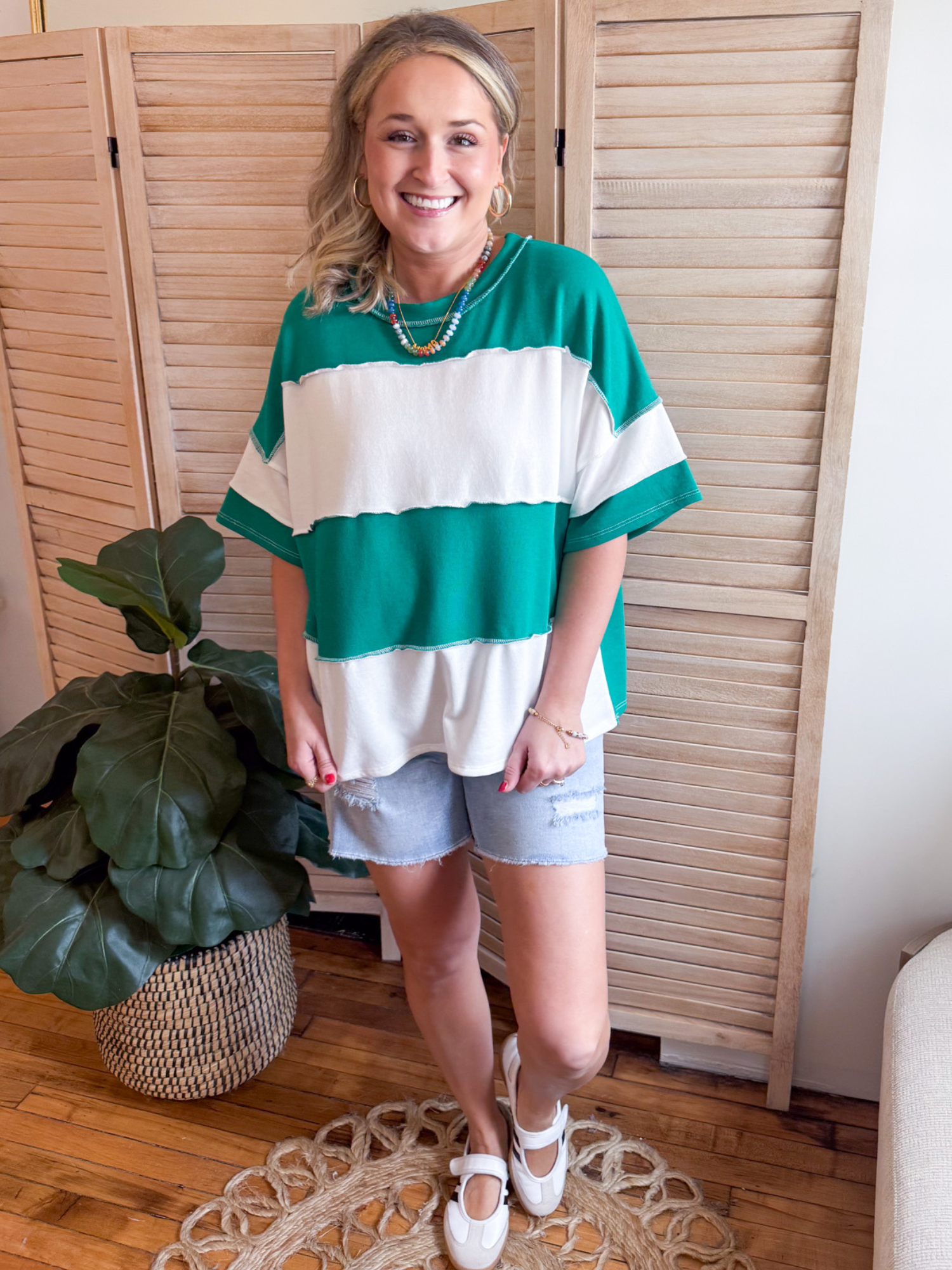 Peyton Color Block Oversized Tee - The Collective Rose
