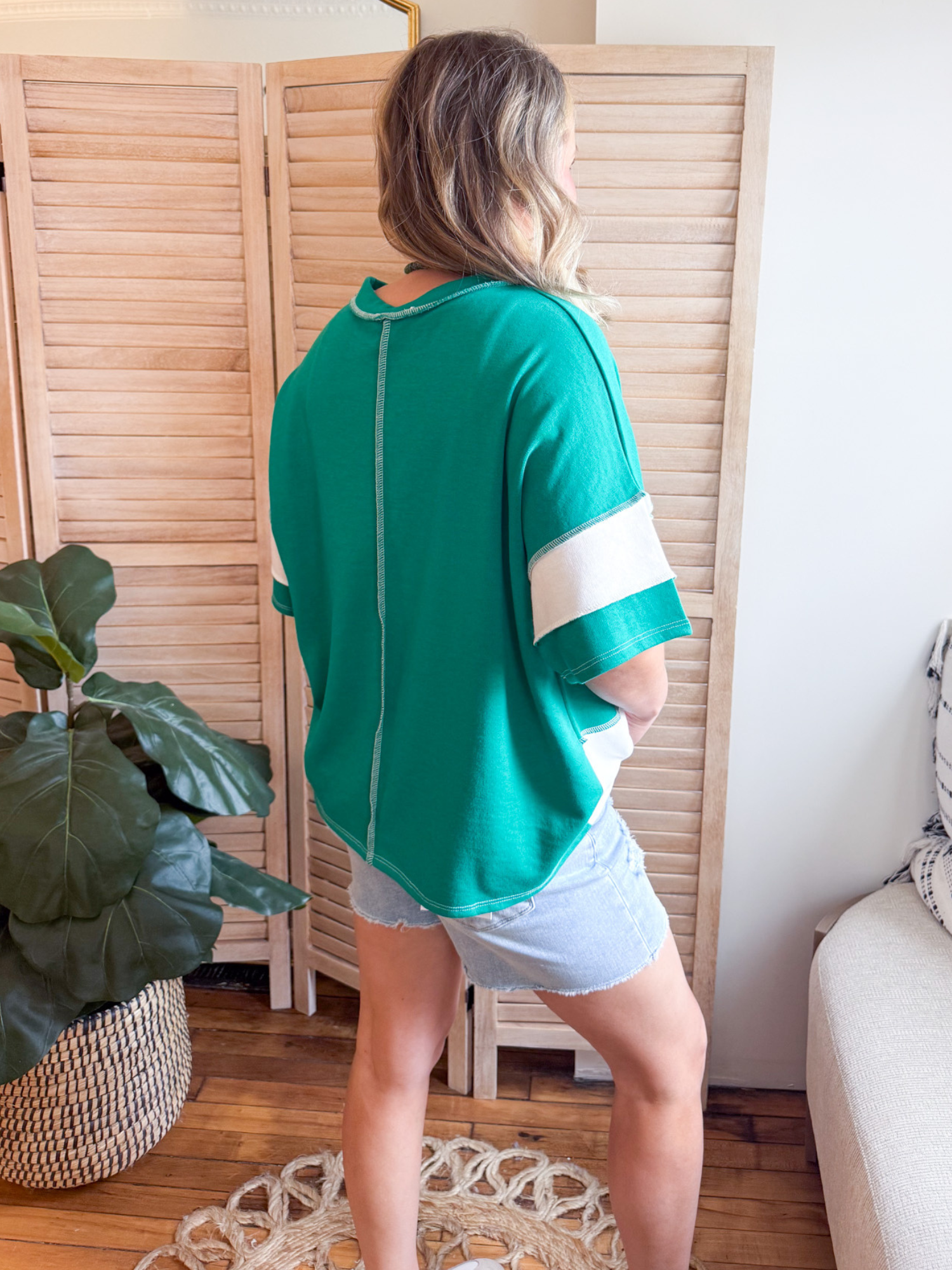 Peyton Color Block Oversized Tee - The Collective Rose