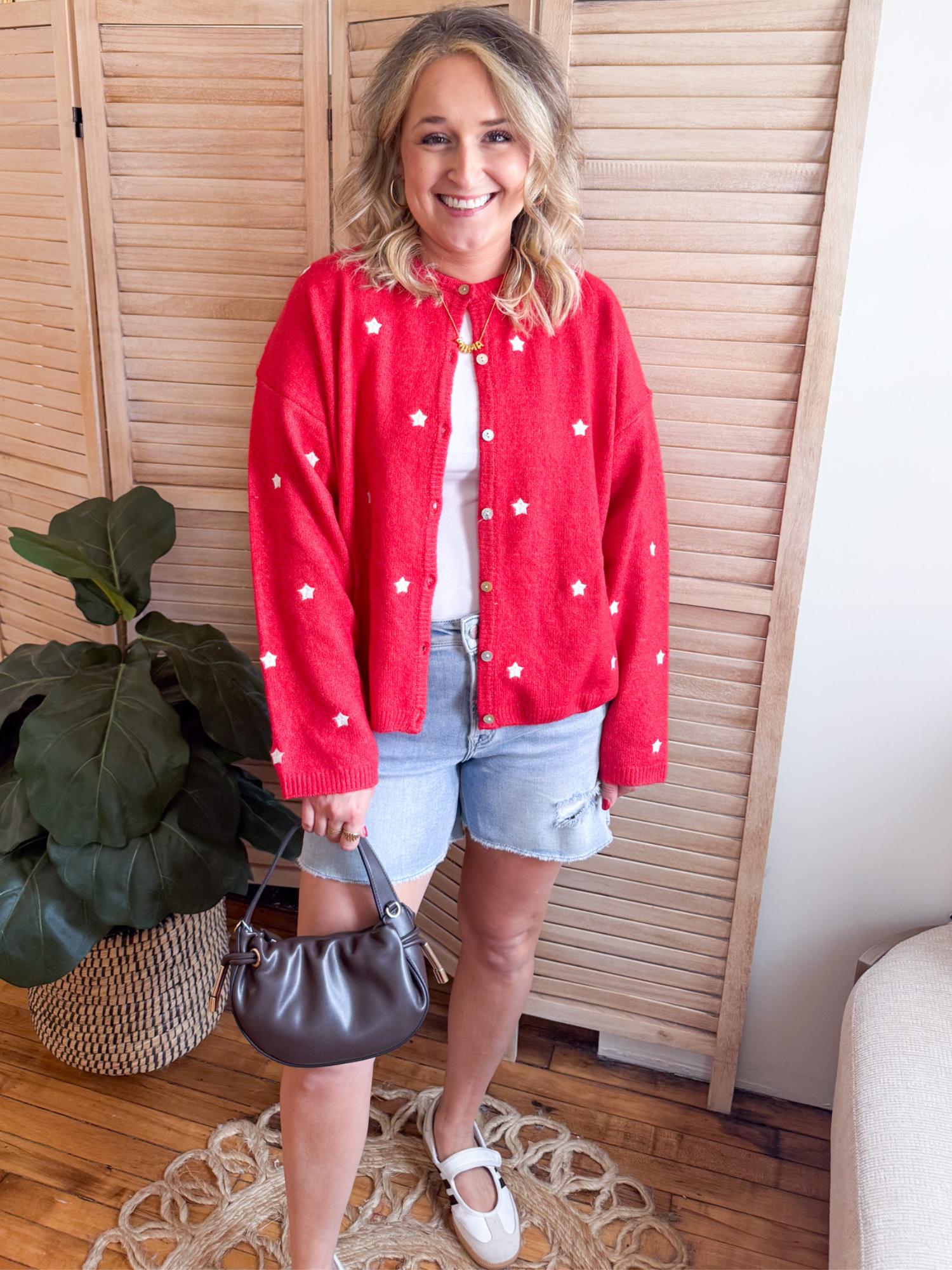 Star Embroidered Cardigan - The Collective Rose