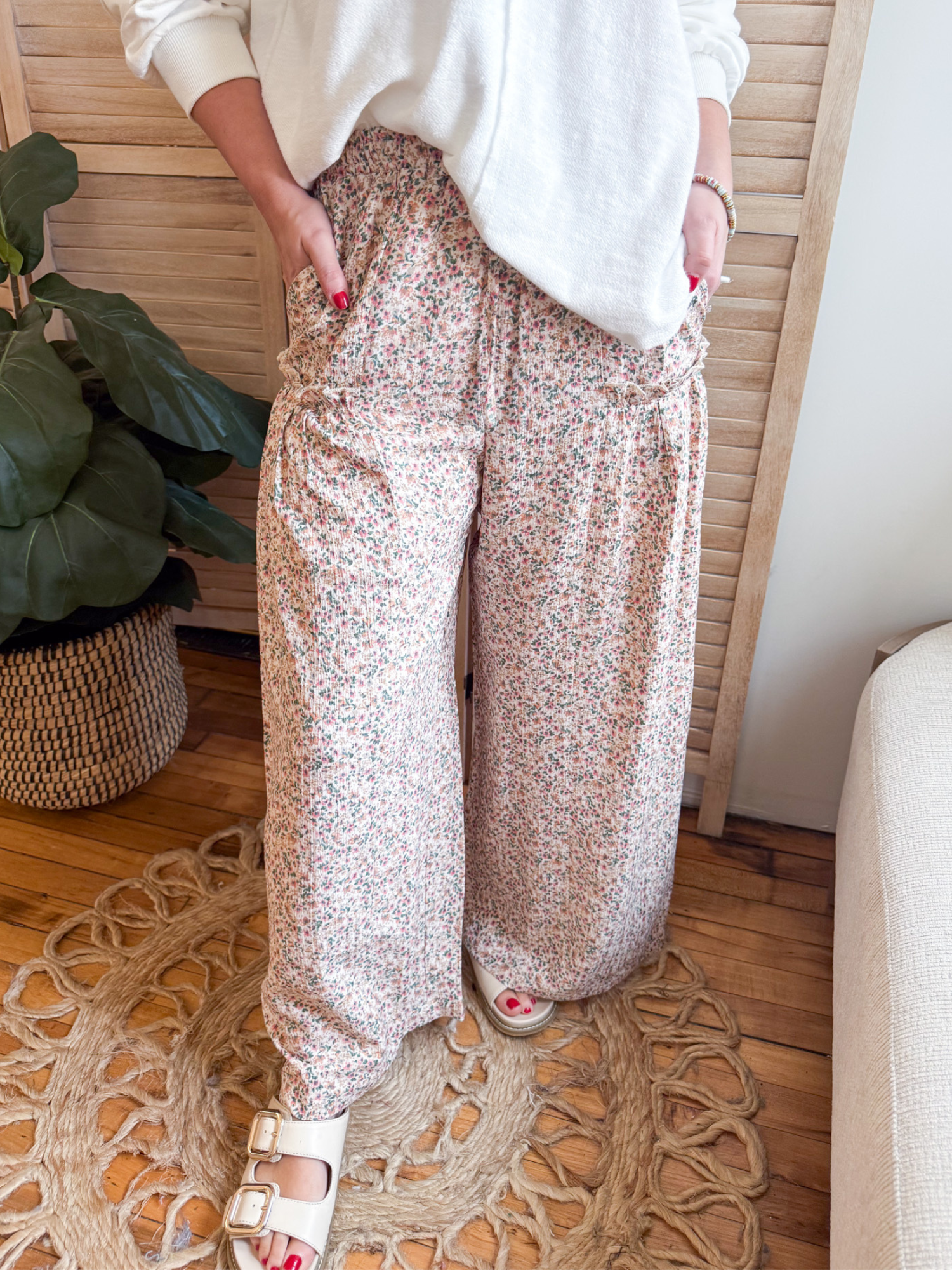 Annamarie Ditsy Floral Palazzo Pants - The Collective Rose